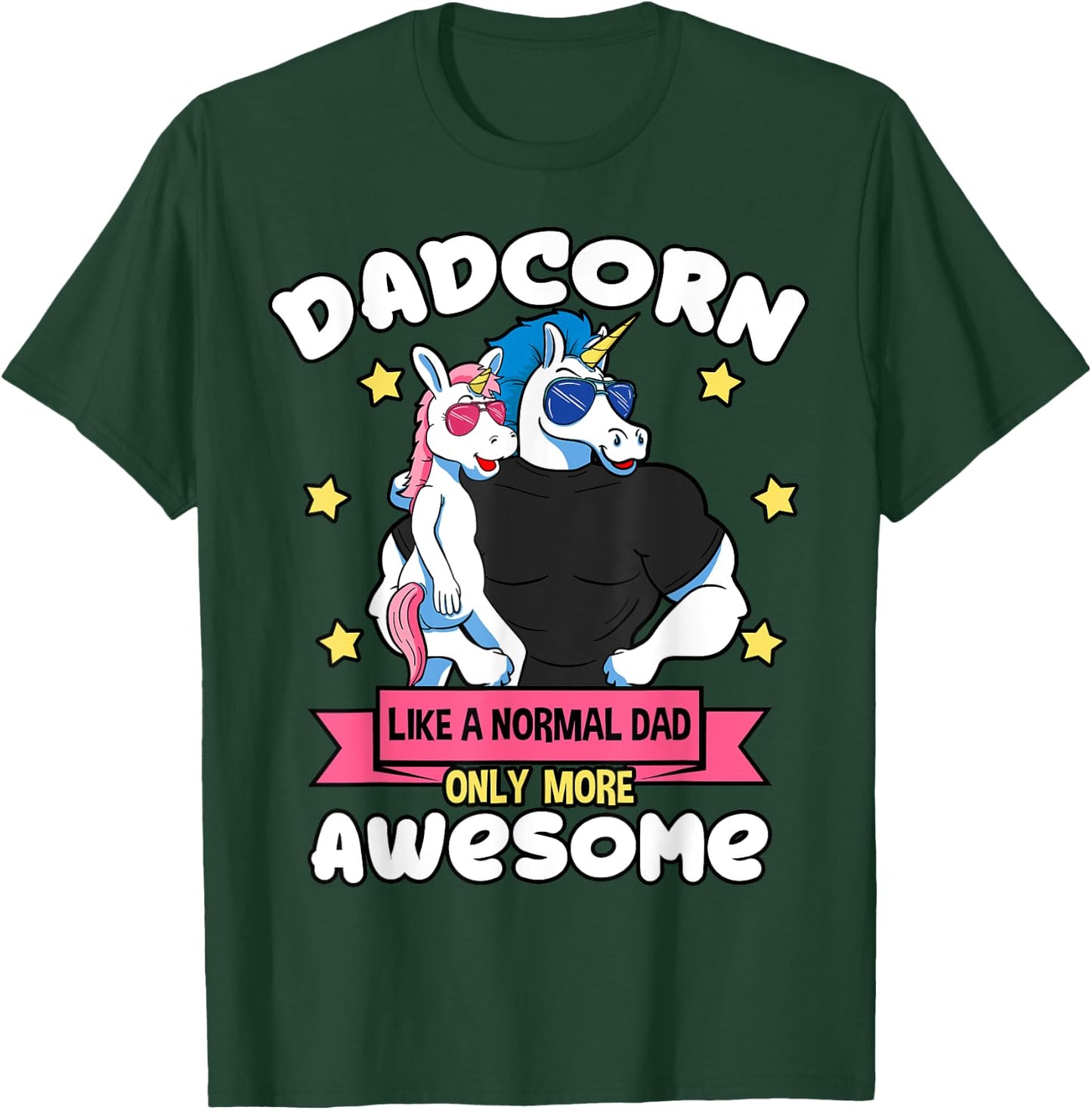 Dadcorn 1 Kid Father's Day Dad Unicorn Daughter Girl T-Shirt - T-Shirt | Forest