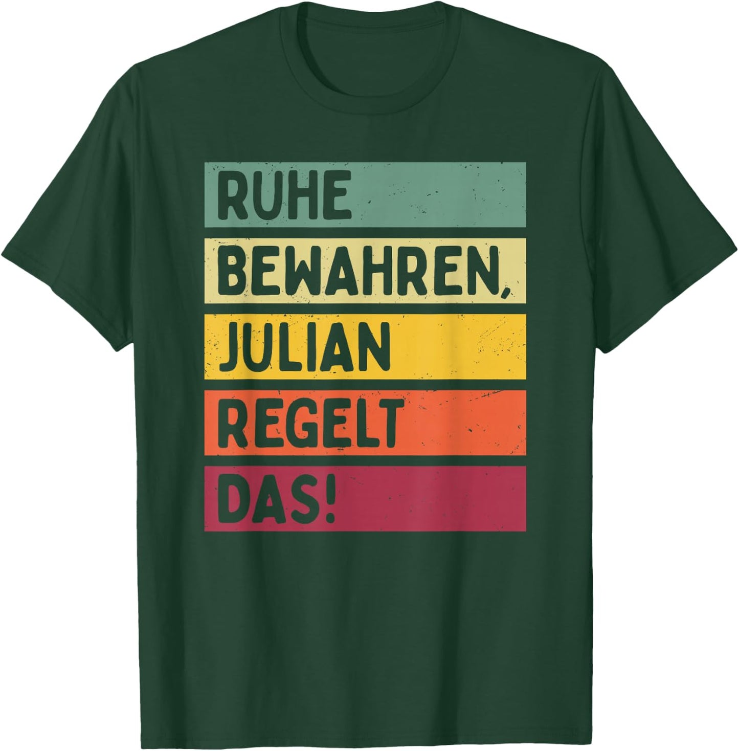 with German Text in Retro Colours Julian Regelt, black T-Shirt - T-Shirt | Forest