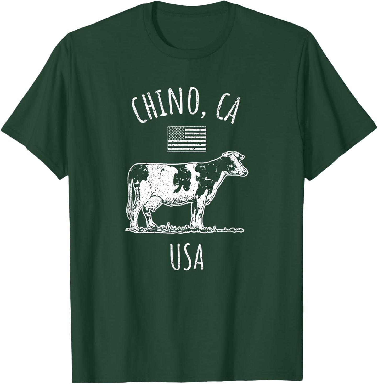 Chino California USA Retro Cow Vintage Style Design T-Shirt - T-Shirt | Forest