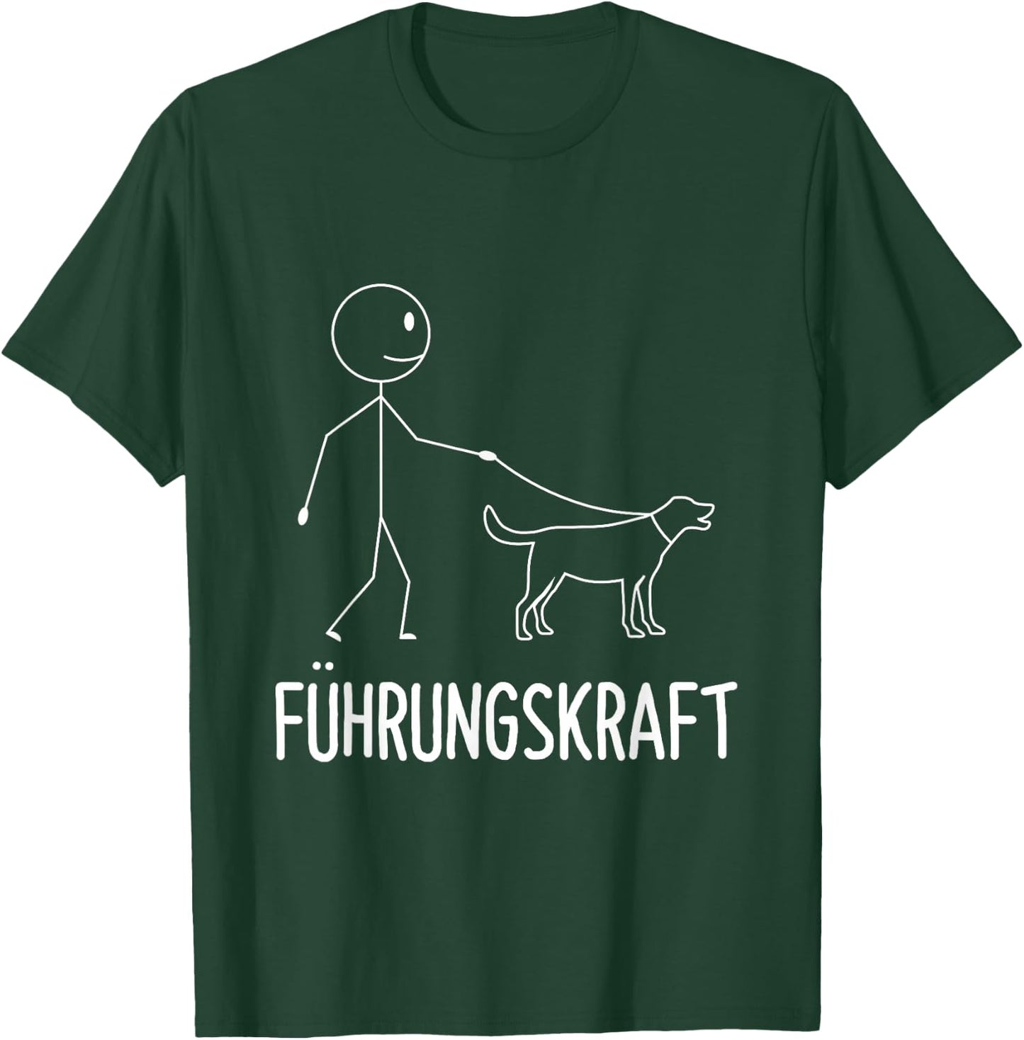 with German Text "Führungskraft Dog Dog Owner Walking", black T-Shirt - T-Shirt | Forest