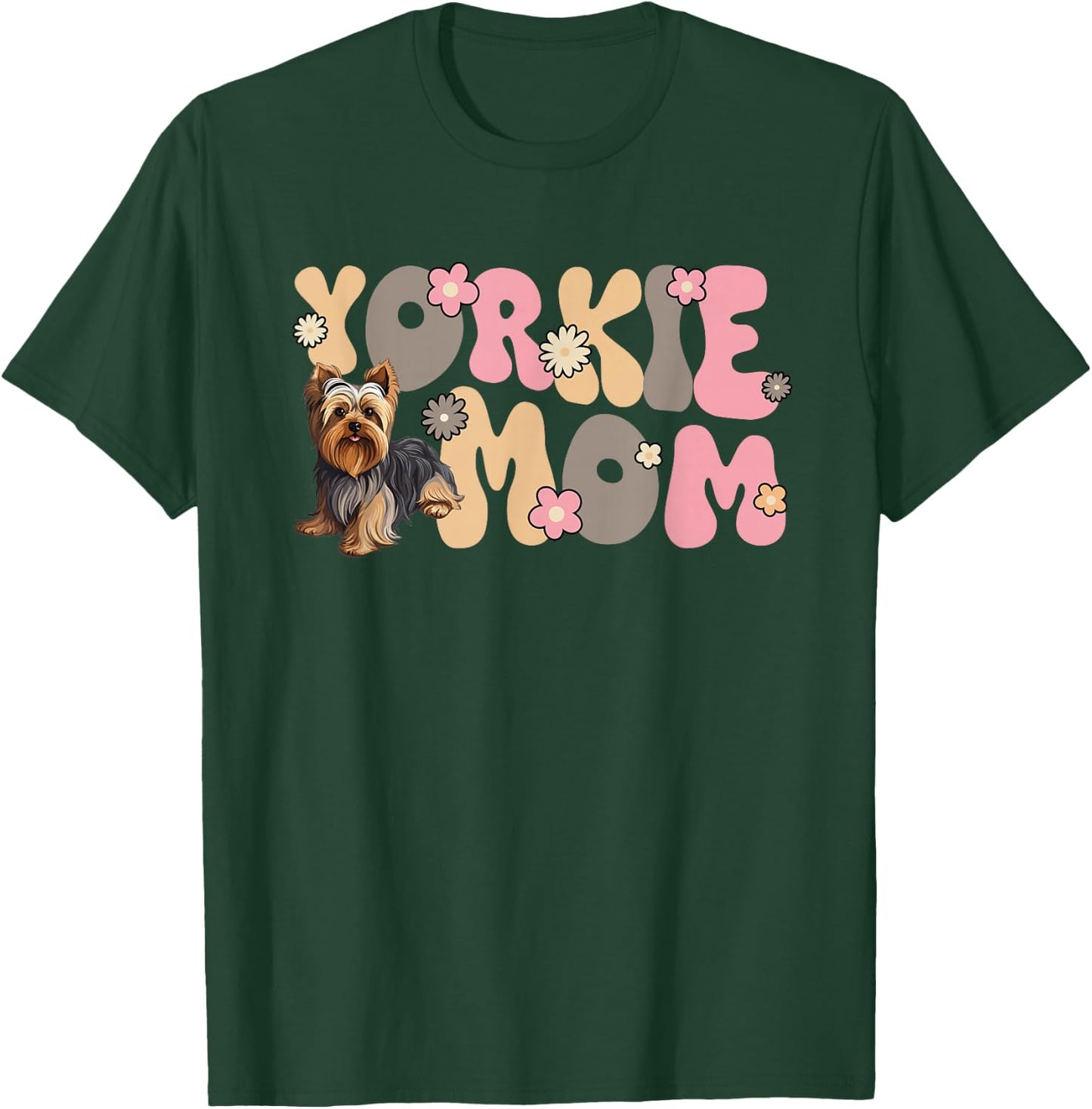 Yorkshire Terrier Groovy World's best Yorkie Mom T-Shirt - T-Shirt | Forest