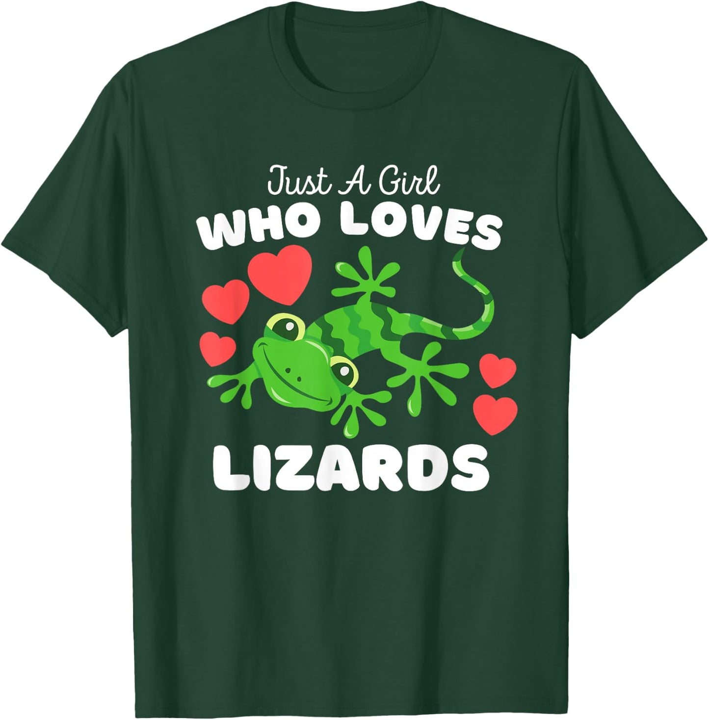 Just A Girl Who Loves Lizards - Cute Girls Lizard T-Shirt - T-Shirt | Forest