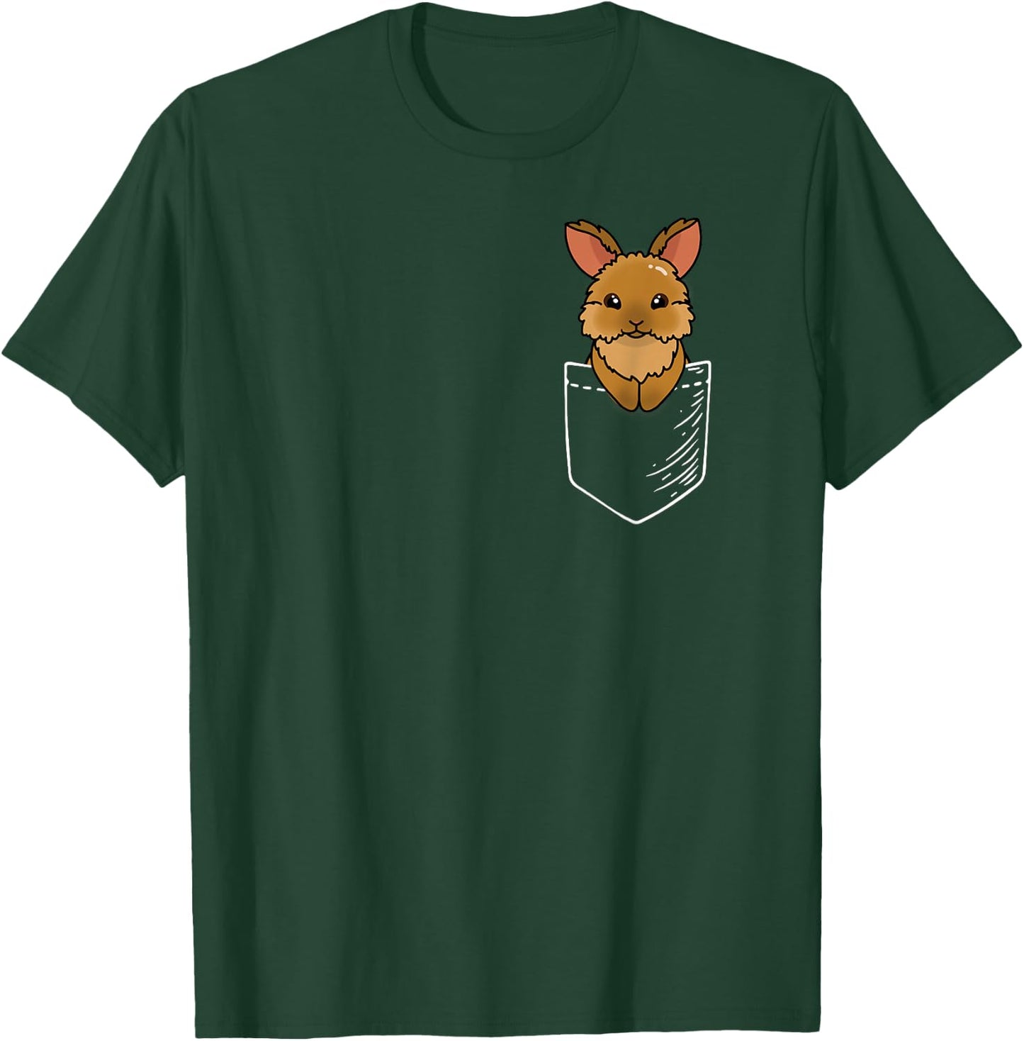 Funny Kids Girls Kawaii Pocket Lionhead Rabbit Lover T-Shirt - T-Shirt | Forest