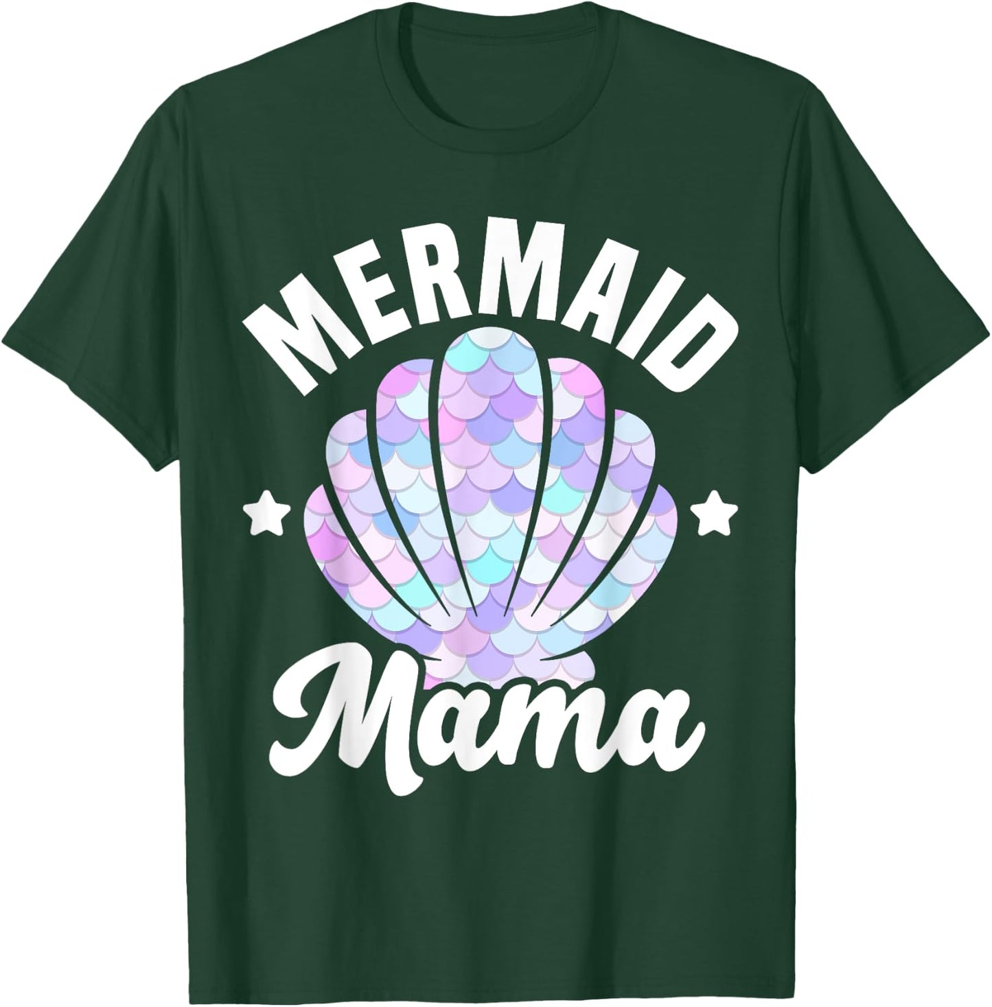 Mermaid Mama Seashell Matching Mermaid Squad Birthday Party T-Shirt - T-Shirt | Forest