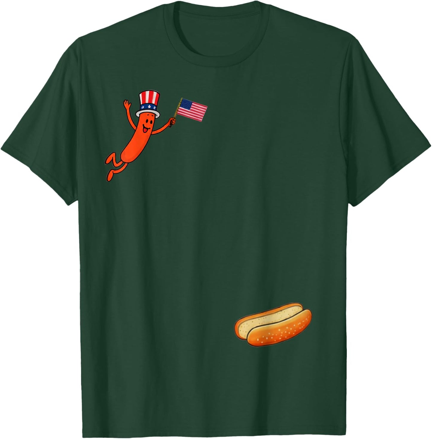 Hotdog Freedom Dive Funny Uncle Sam Hot Dog Jumping Into Bun T-Shirt - T-Shirt | Forest