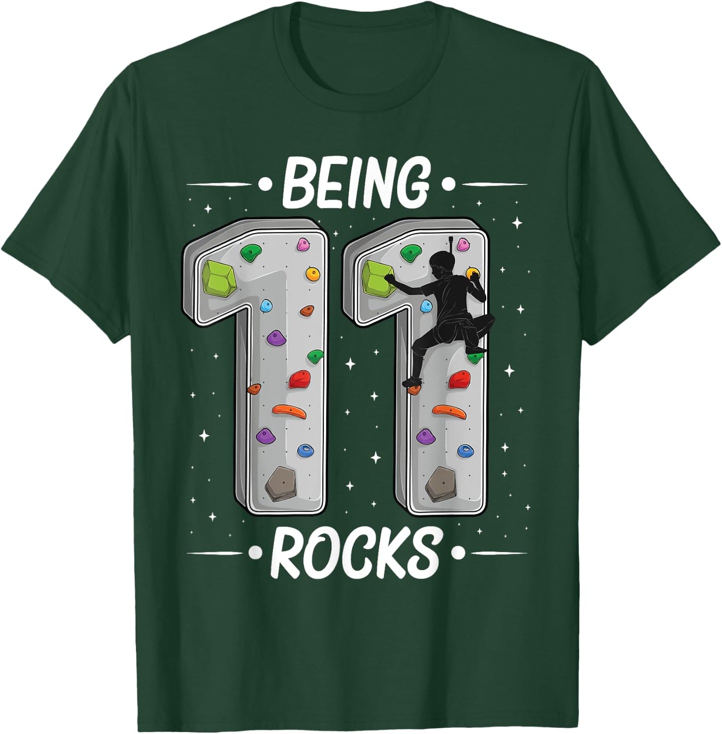 11 year old rock climbing 11th birthday Adventures Climber T-Shirt - T-Shirt | Forest
