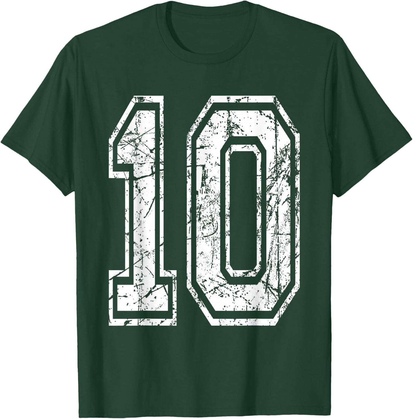Sports Jersey Grunge Number 10 Team Player Birthday Gift T-Shirt - T-Shirt | Forest