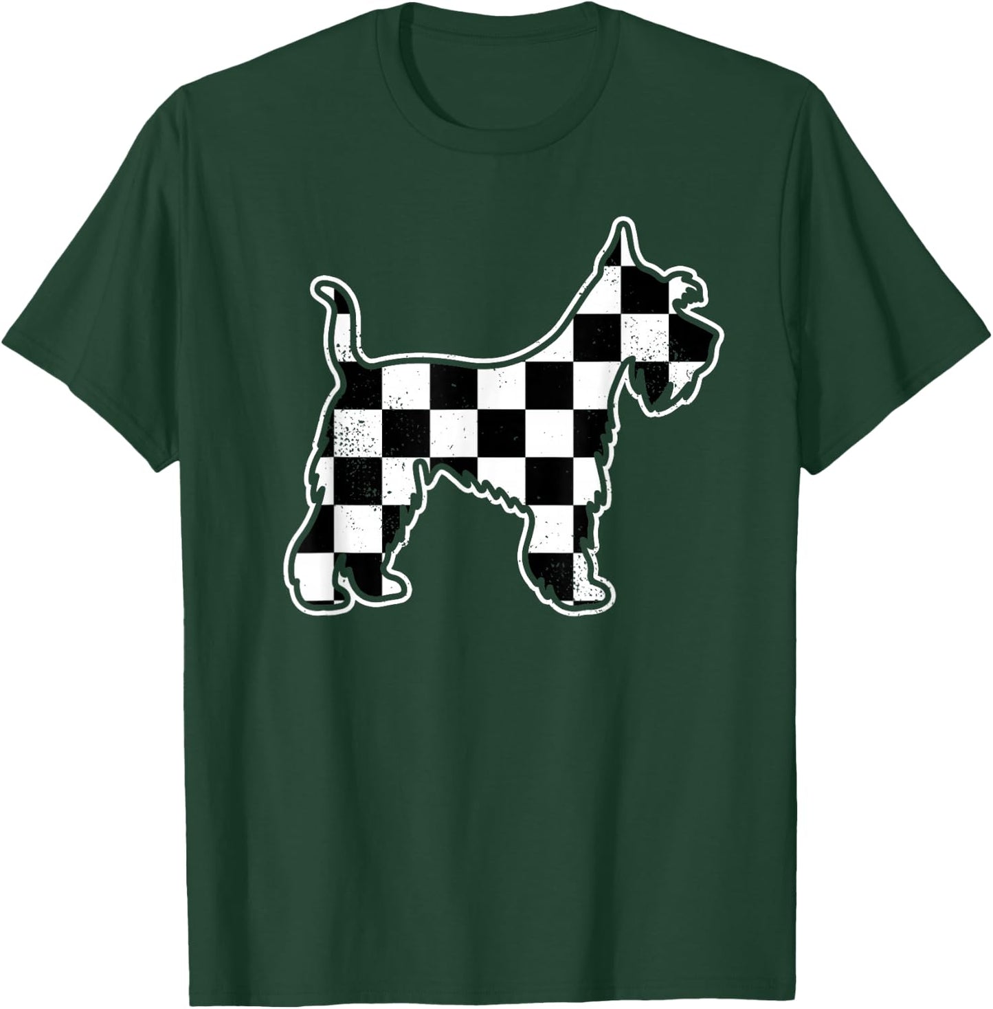 Checkered Dog Schnauzer Dad Vintage Race Car Flag Schnauzer T-Shirt - T-Shirt | Forest