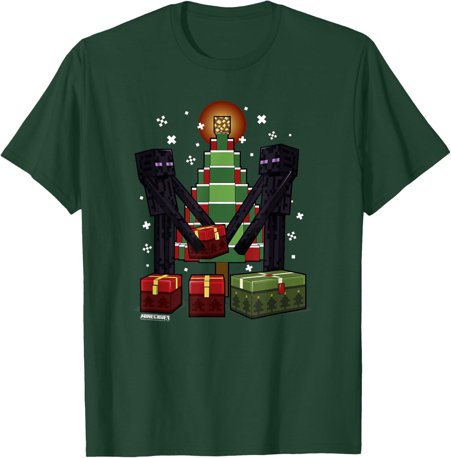 Minecraft Christmas Enderman Gift Giving , blue T-Shirt - T-Shirt | Forest