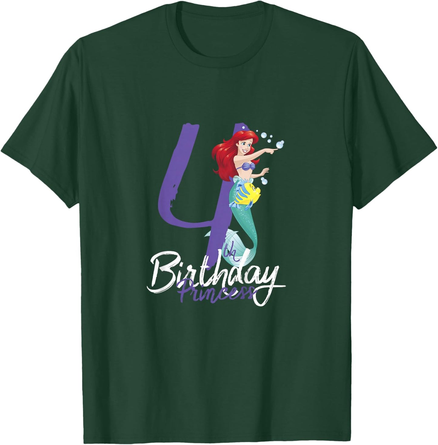 Kids Disney Princess Ariel The Little Mermaid 4th Birthday T-Shirt - T-Shirt | Forest