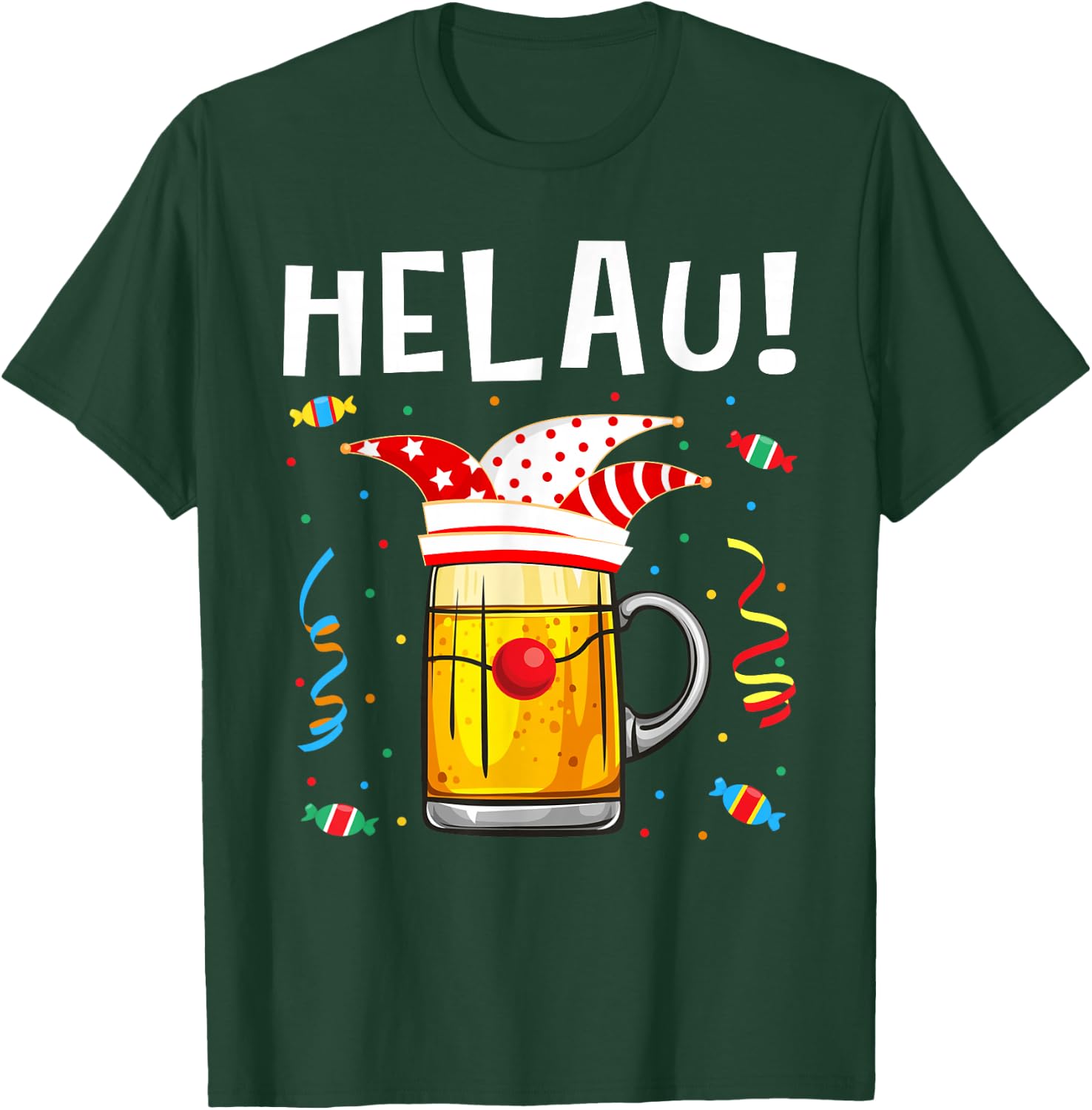 Carnival Costume Carnival Costume Jester Cap Beer Helau , black T-Shirt - T-Shirt | Forest
