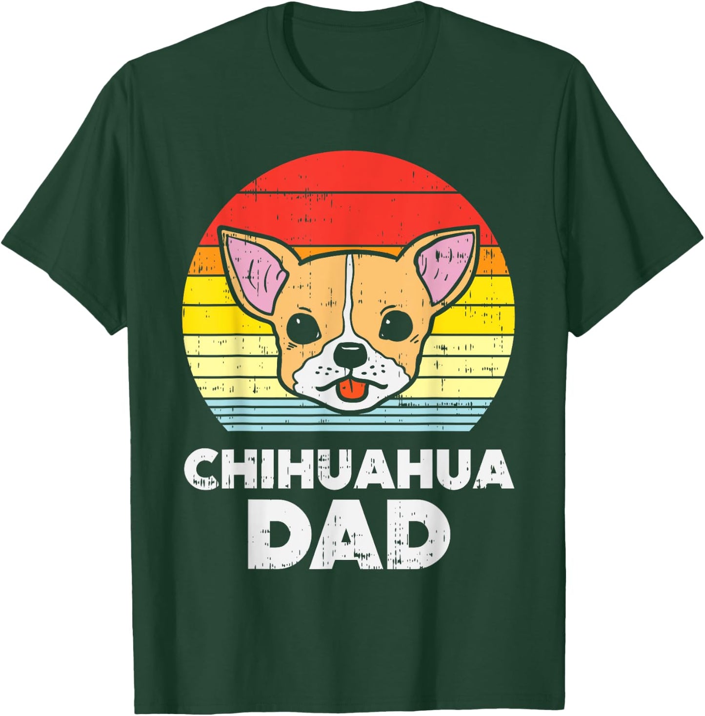 Chihuahua Dad Sunset Retro Chiwawa Dog Owner Lover Men Gift T-Shirt - T-Shirt | Forest