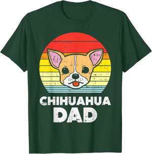Chihuahua Dad Sunset Retro Chiwawa Dog Owner Lover Men Gift T-Shirt - T-Shirt | Forest