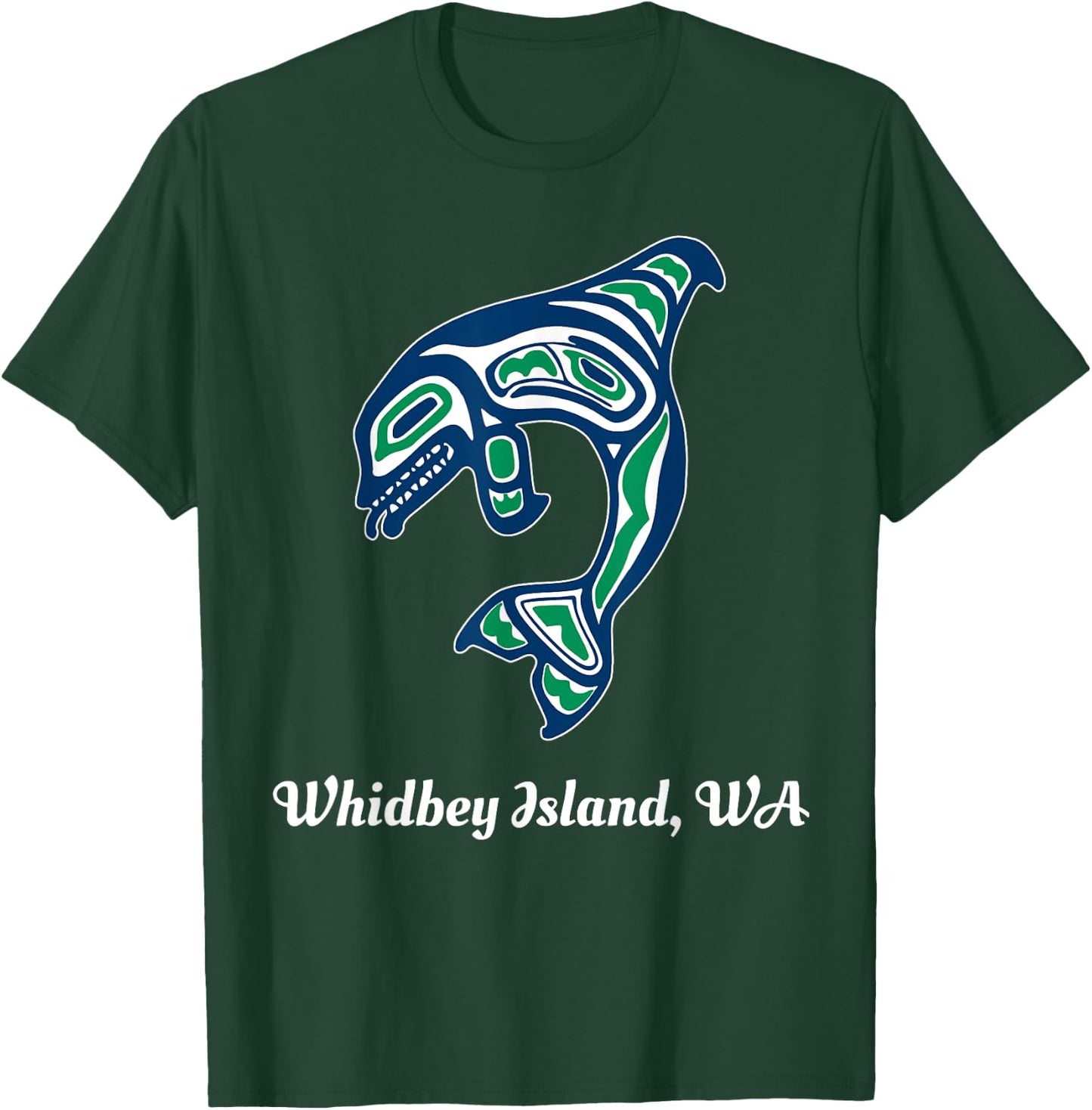 Green Native American Whidbey Island WA Killer Whale T-Shirt - T-Shirt | Forest