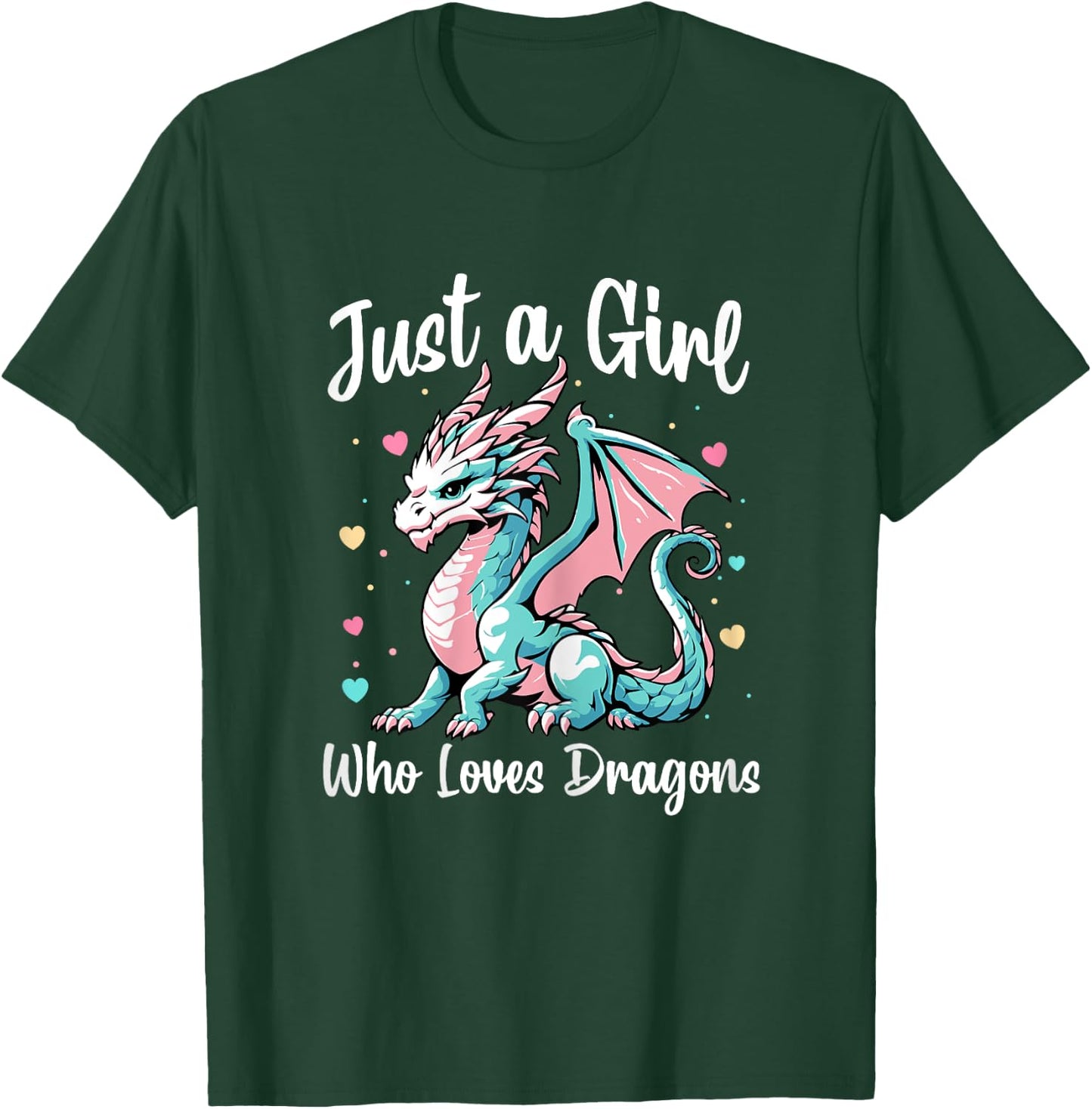 Just A Girl Who Loves Dragons - Cute Dragon Pastel Color T-Shirt - T-Shirt | Forest