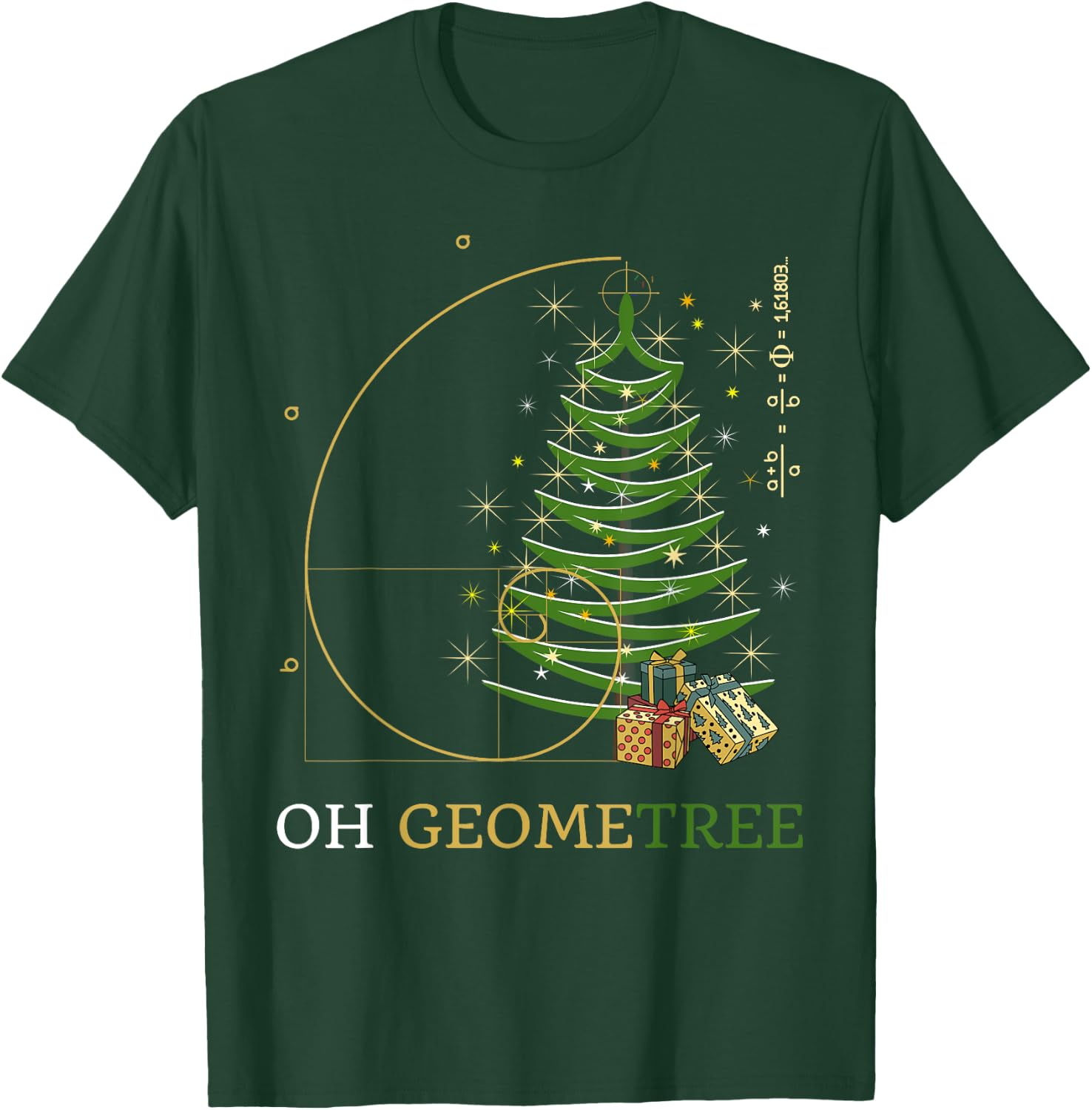 Oh Geometree. Geometree funny math Fibonacci Christmas Tree T-Shirt - T-Shirt | Forest