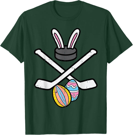 Easter Bunny Ice Hockey Funny Sports Goalie Men Boys Kids T-Shirt - T-Shirt | Forest
