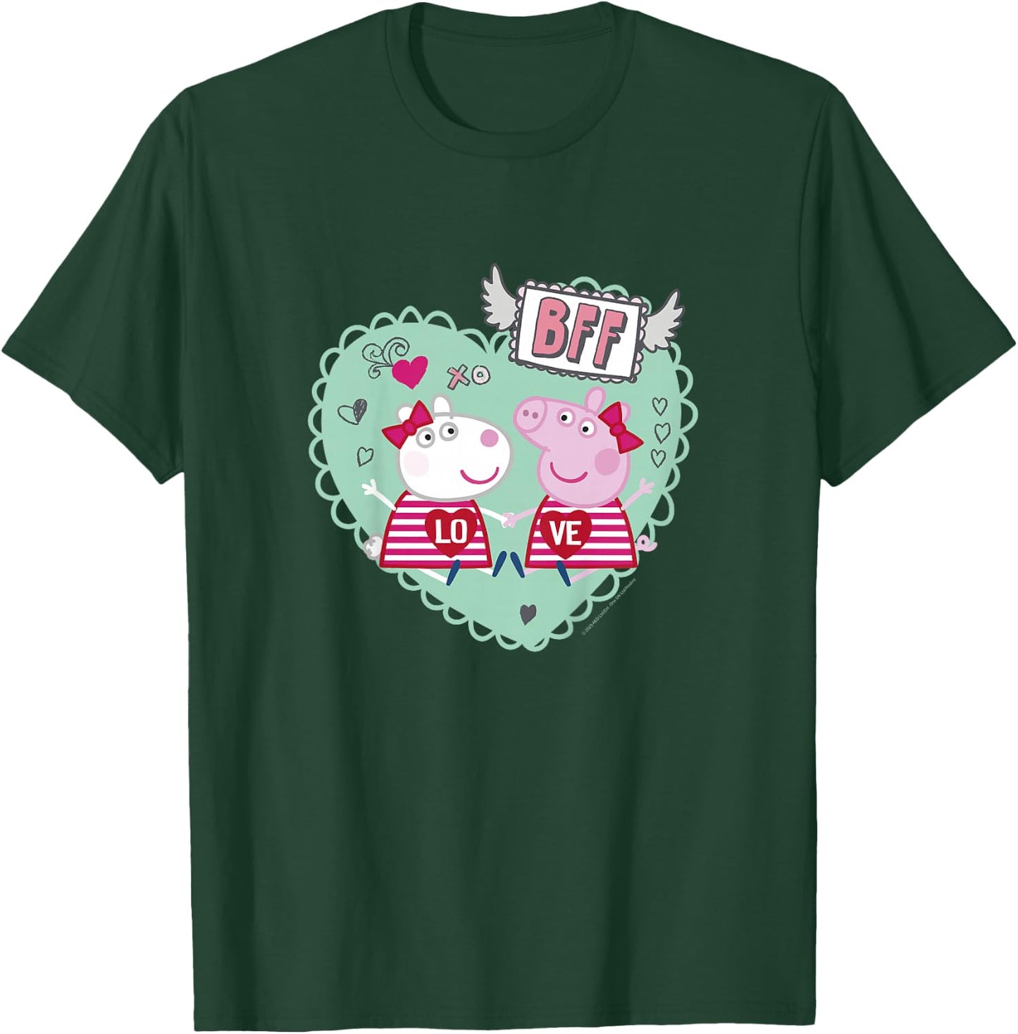 Peppa Pig Valentine's Day BFF Love Peppa & Suzy Heart Stamp T-Shirt - T-Shirt | Forest