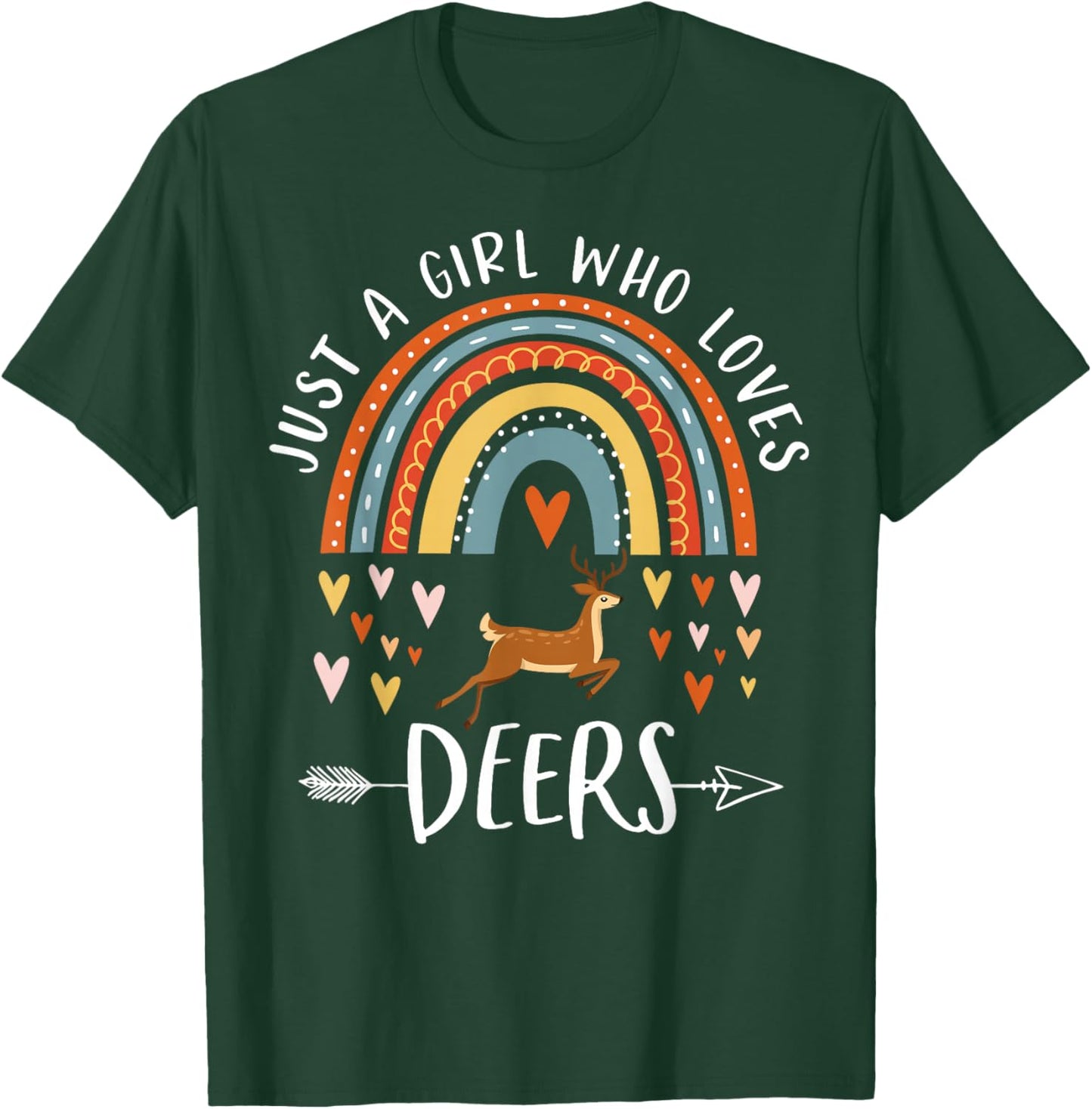 Just A Girl Who Loves Deers Rainbow Gifts For Reindeer Lover T-Shirt - T-Shirt | Forest