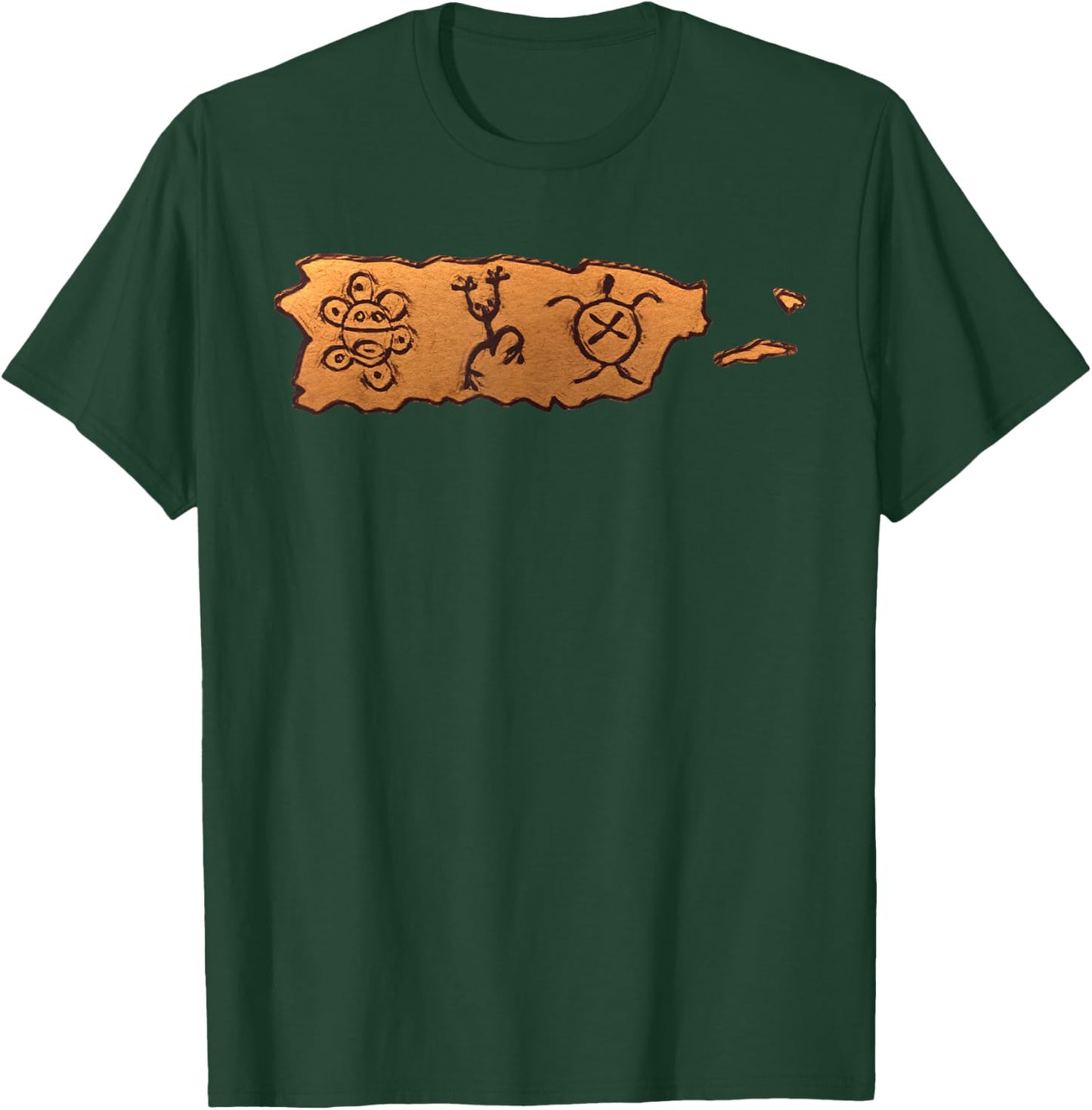 Taino Art Symbols Puerto Rico Map Boricua Petroglyphs T-Shirt - T-Shirt | Forest