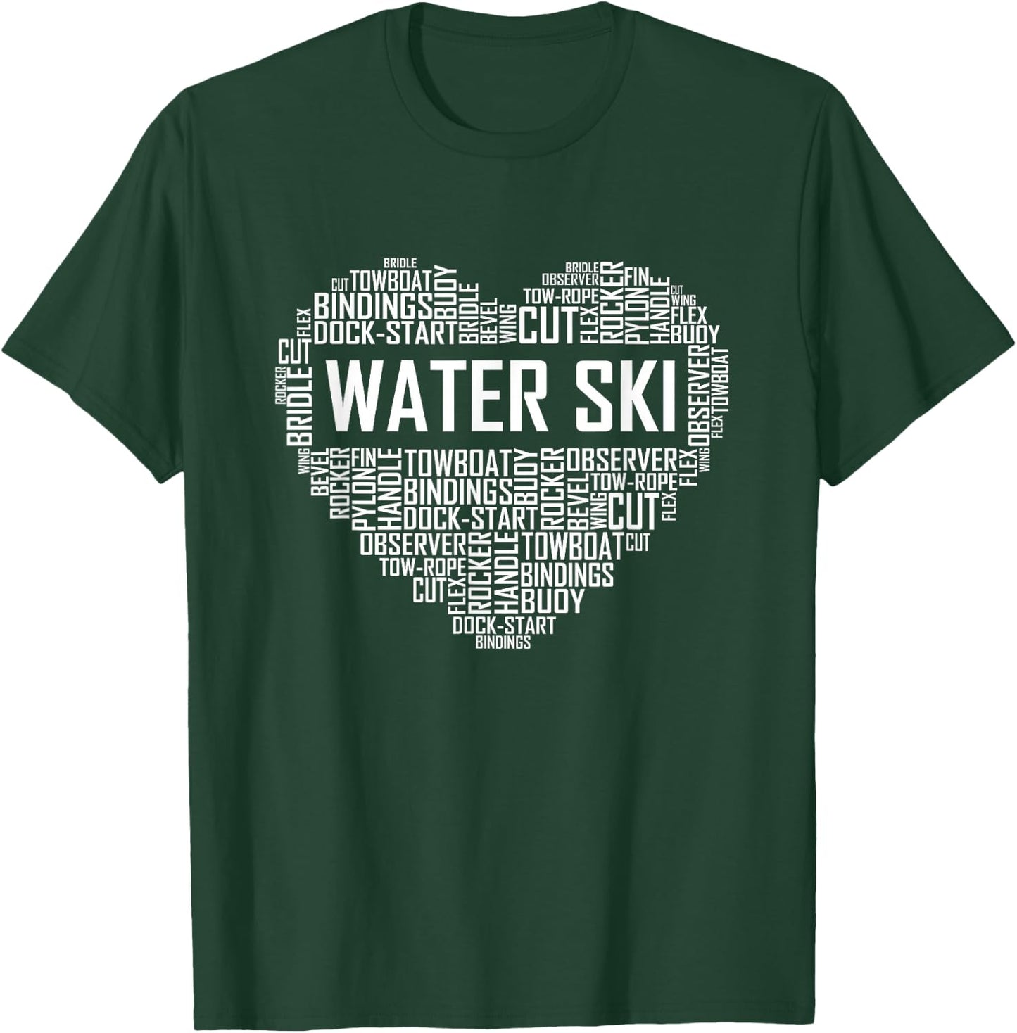 Water Ski Heart Lover Gift Waterski Love Gifts Skiing T-Shirt - T-Shirt | Forest