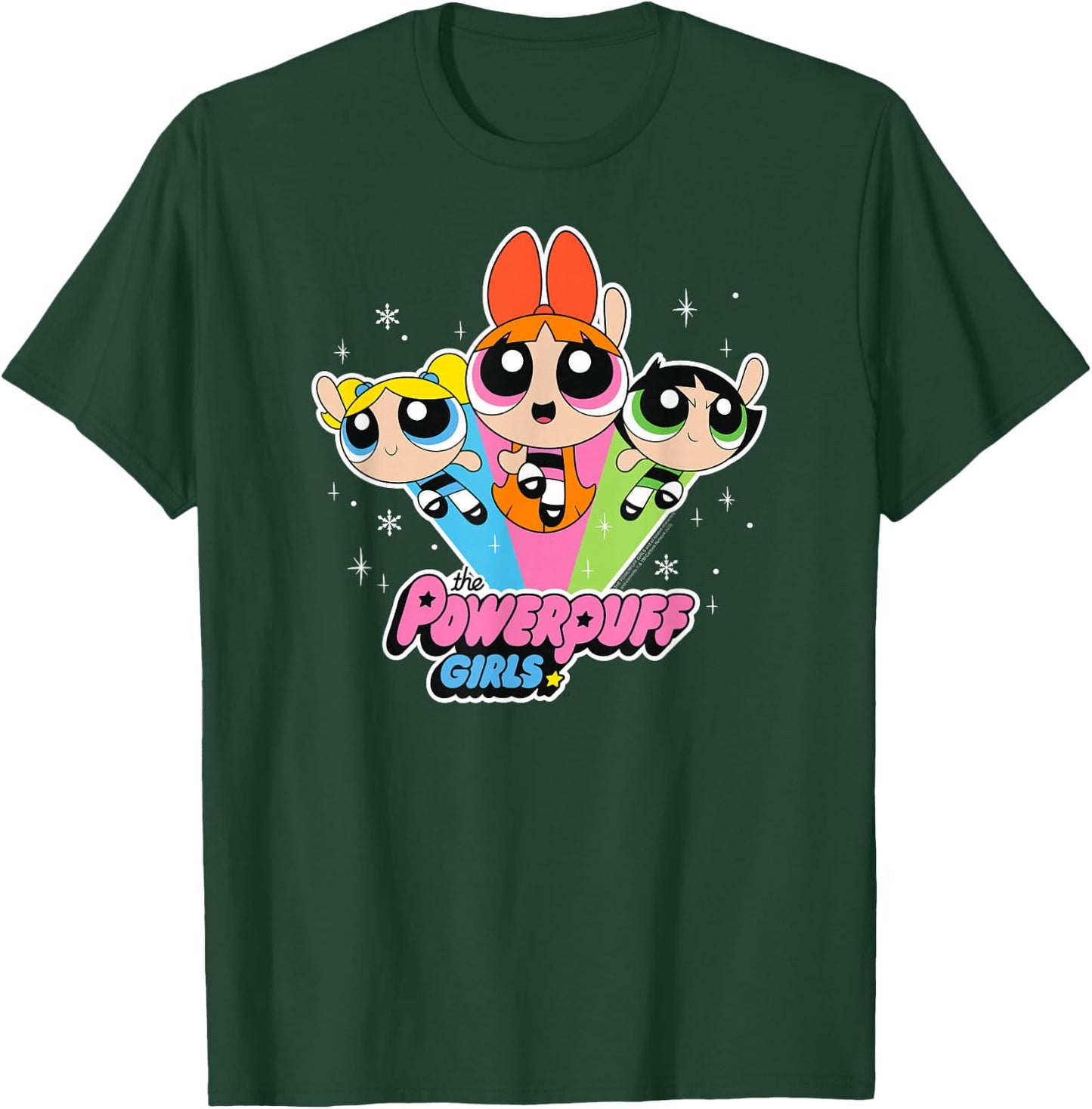 Cartoon Network The Powerpuff Girls Logo With Snowflakes , black T-Shirt - T-Shirt | Forest