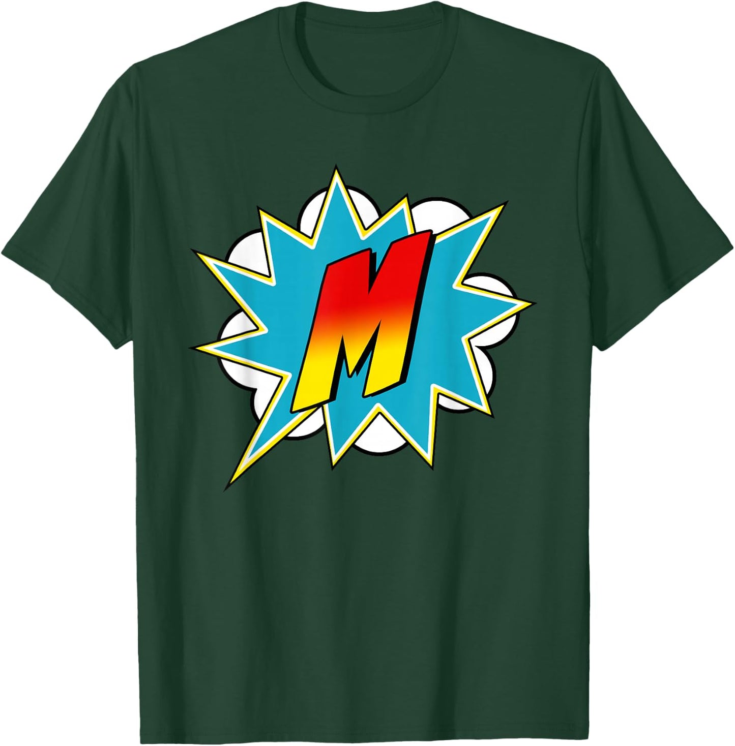 Buchstabe M Name Superheld Comic Retro Kostüm T-Shirt - T-Shirt | Forest