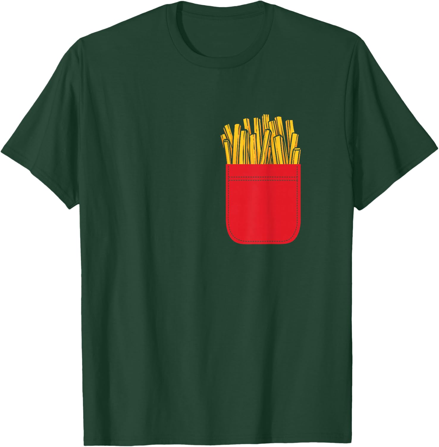 Fries in Chest Pocket Logo Fries Gift , black T-Shirt - T-Shirt | Forest