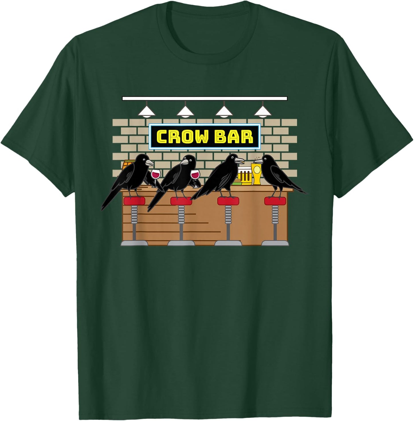 Crow Bar Pun Crowbar Crows Bartender Mechanic Word Game T-Shirt - T-Shirt | Forest