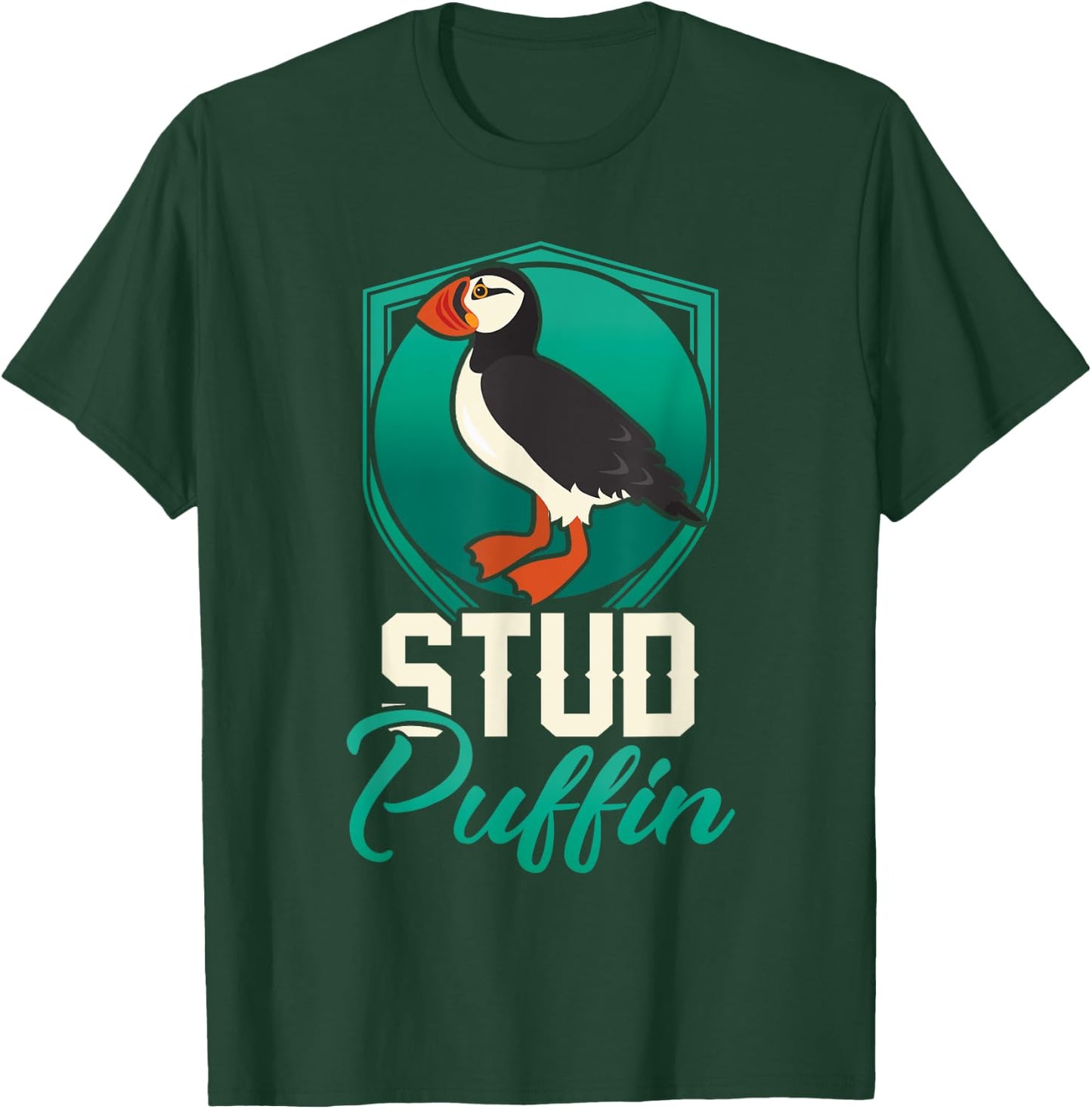 Stud Puffin Seabird & Animal Lover Gift T-Shirt - T-Shirt | Forest