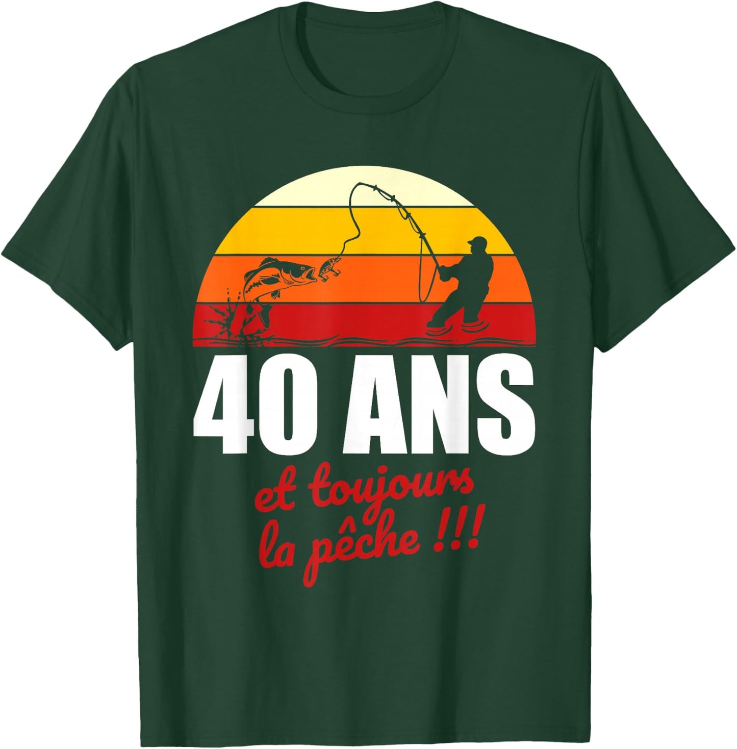 40 years and always fishing | Birthday Gift Fishing , Black, S T-Shirt - T-Shirt | Forest
