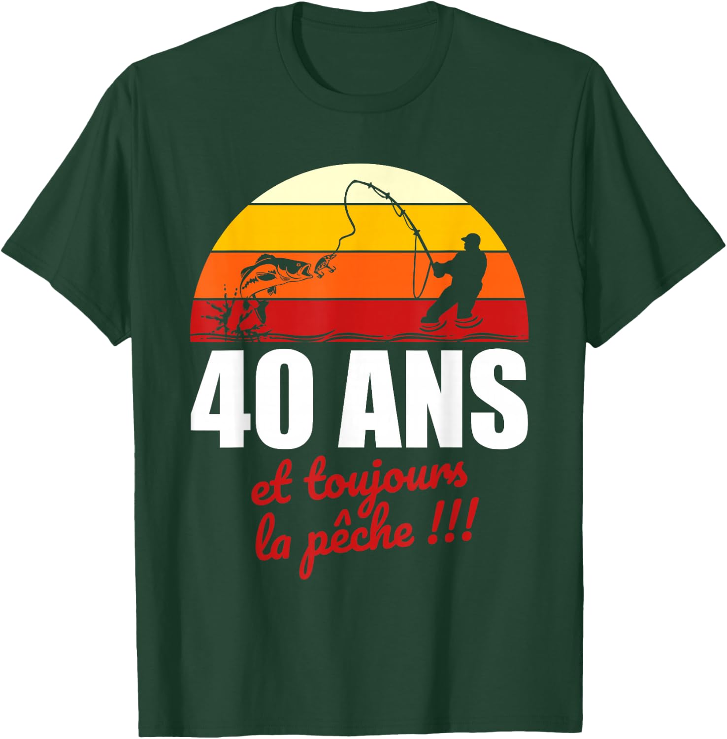 40 years and always fishing | Birthday Gift Fishing , Black, S T-Shirt - T-Shirt | Forest