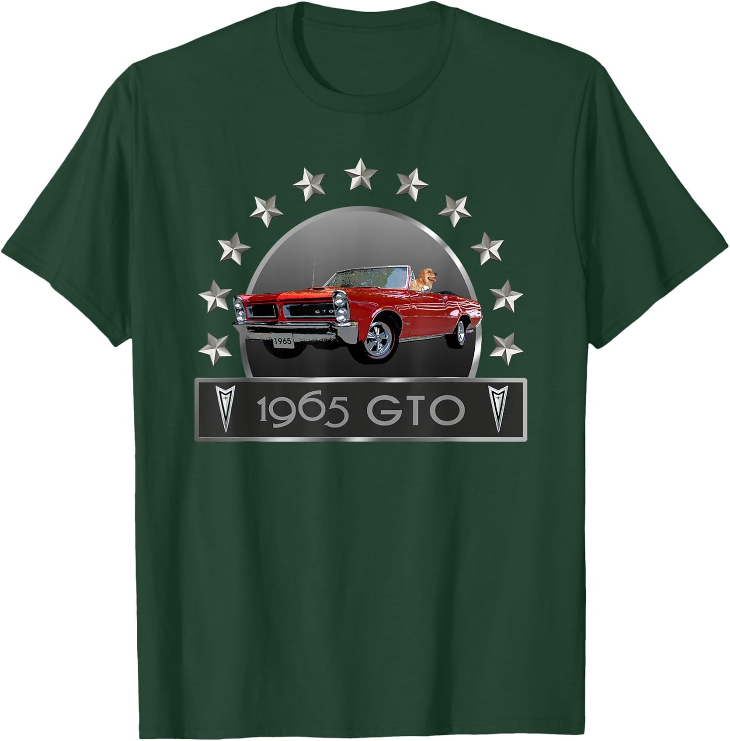 Vintage 1965 Gto Convertible, Classic American Muscle Cars T-Shirt - T-Shirt | Forest