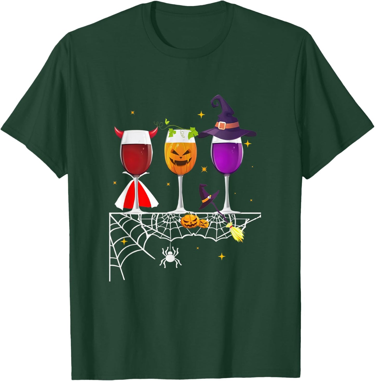 Three Glasses Of Wines Halloween Wine T-Shirt - T-Shirt | Forest