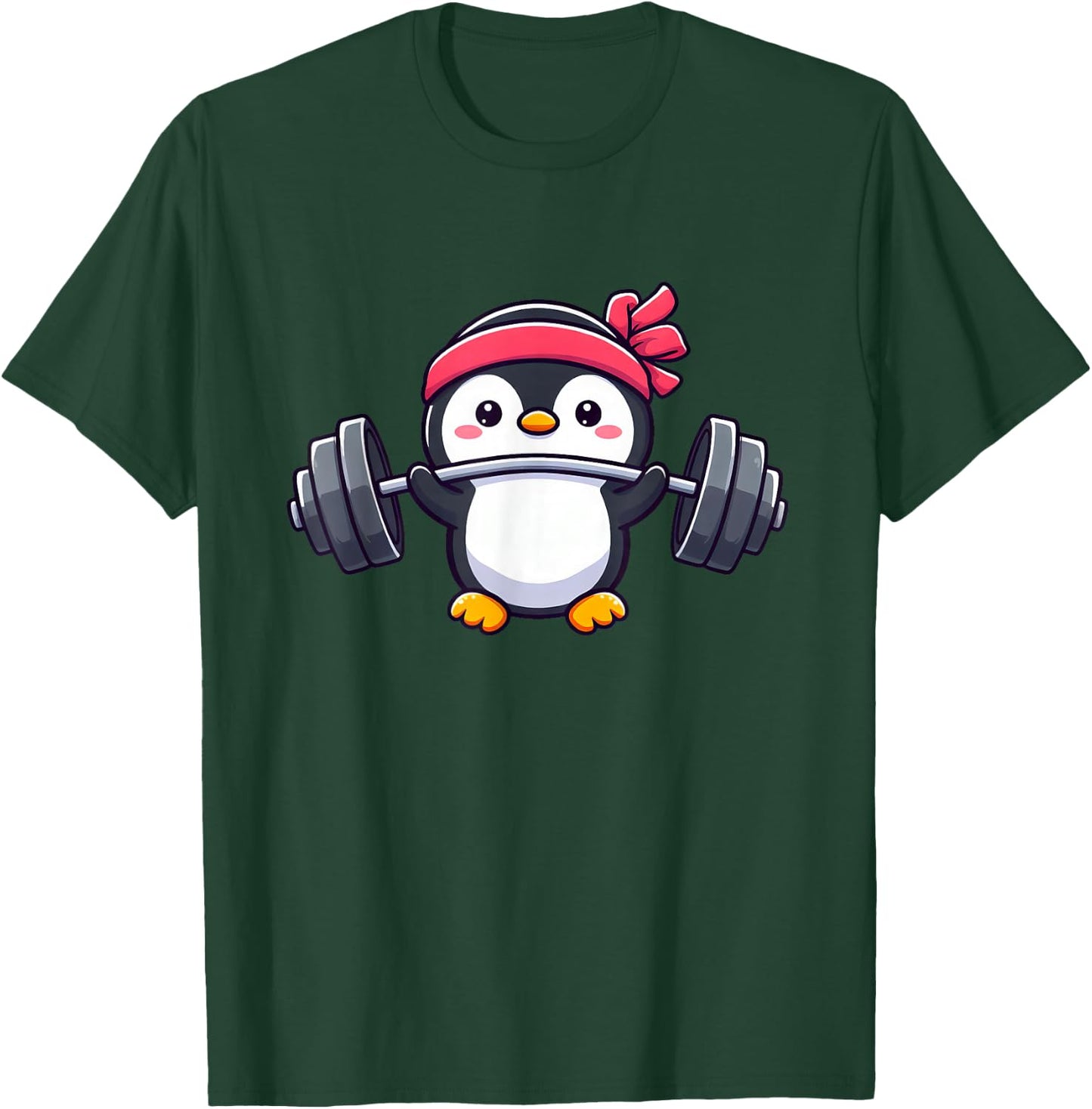 Cute Penguin Dumbbell T-Shirt - T-Shirt | Forest