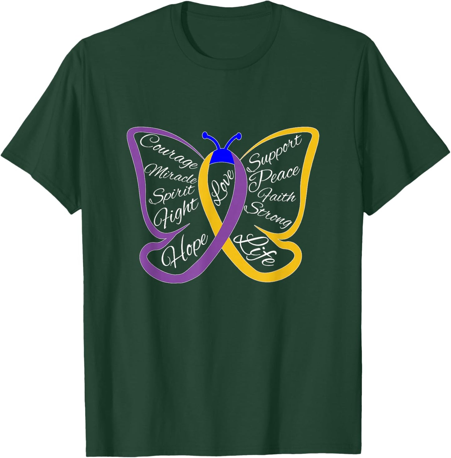 Fight Bladder Cancer Awareness Butterfly T-Shirt - T-Shirt | Forest
