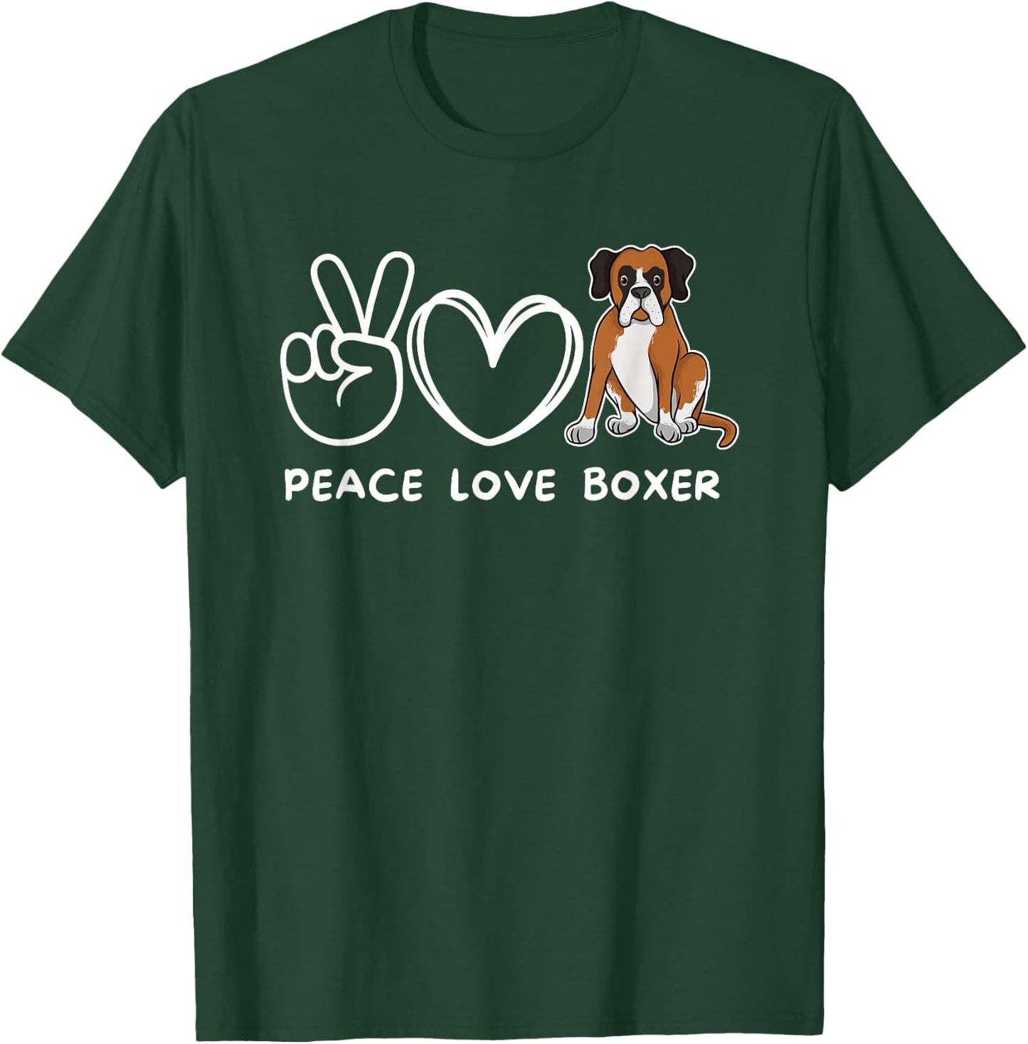 Peace, Love Boxer Dog Retro Boxer Dog Lover T-Shirt - T-Shirt | Forest