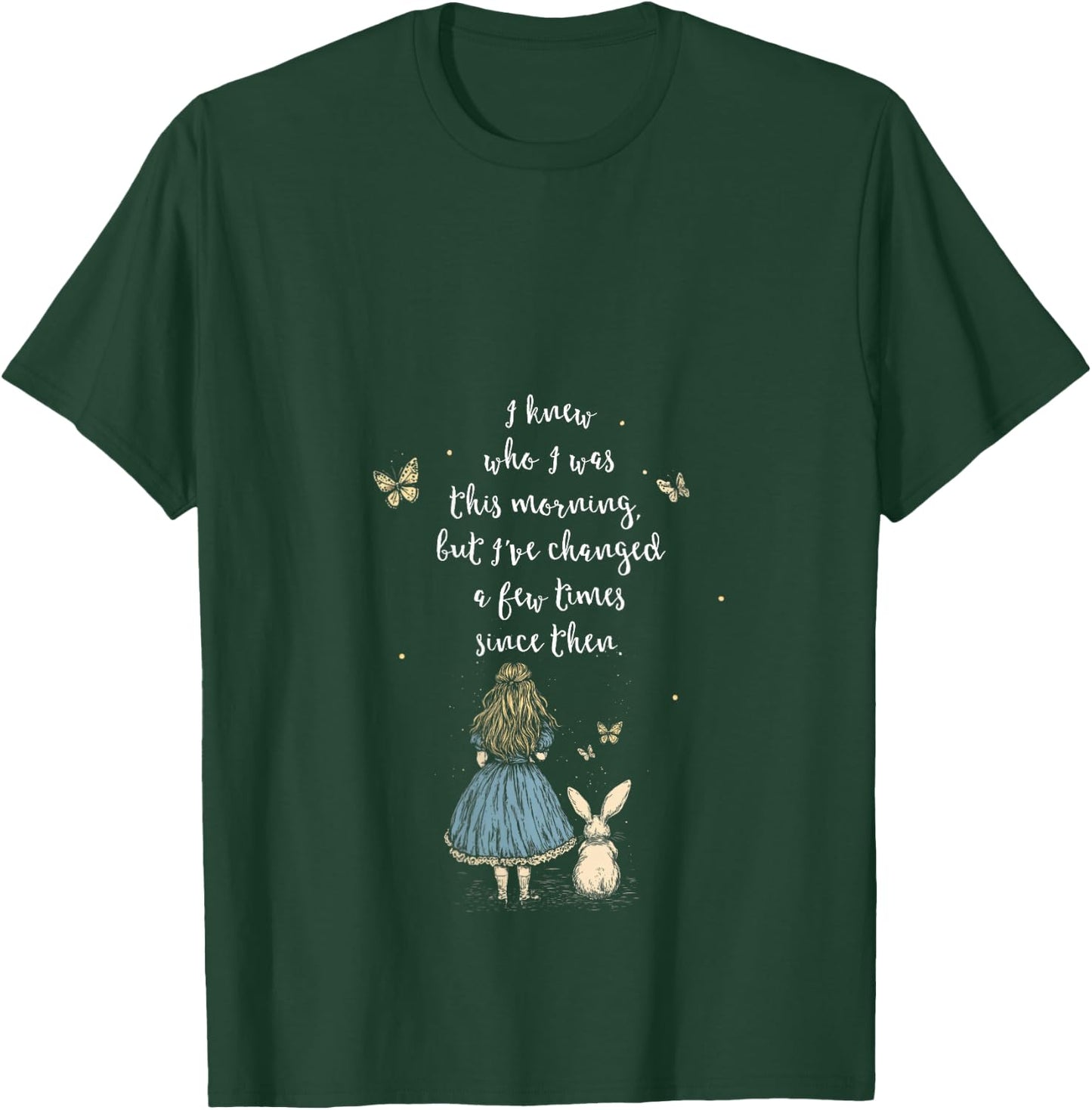 Alice in Wonderland Quote - Whimsical Fantasy Art Rabbit V-Neck T-Shirt - T-Shirt | Forest