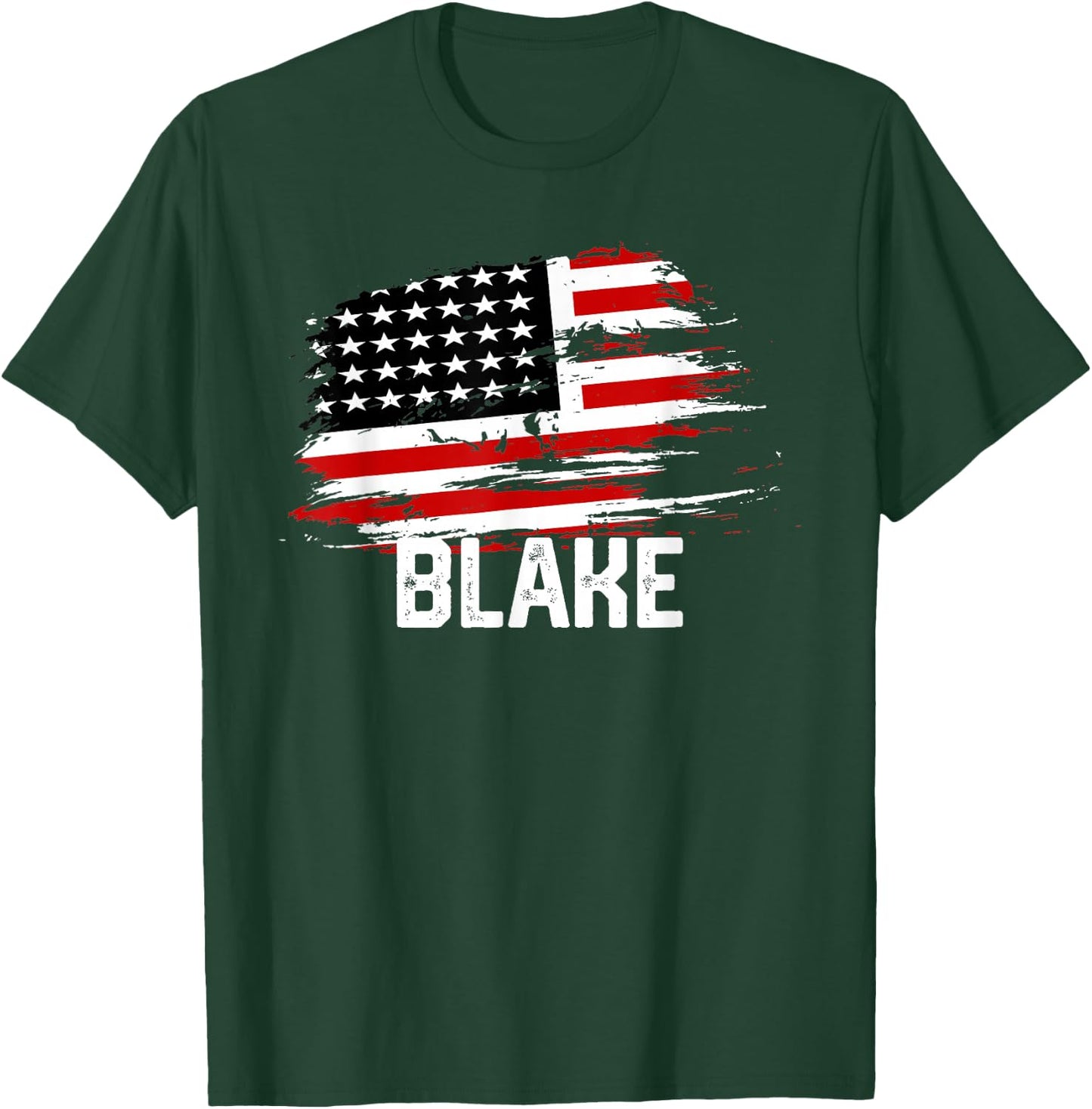 BLAKE USA Flag Personalized 4th of July BLAKE T-Shirt - T-Shirt | Forest