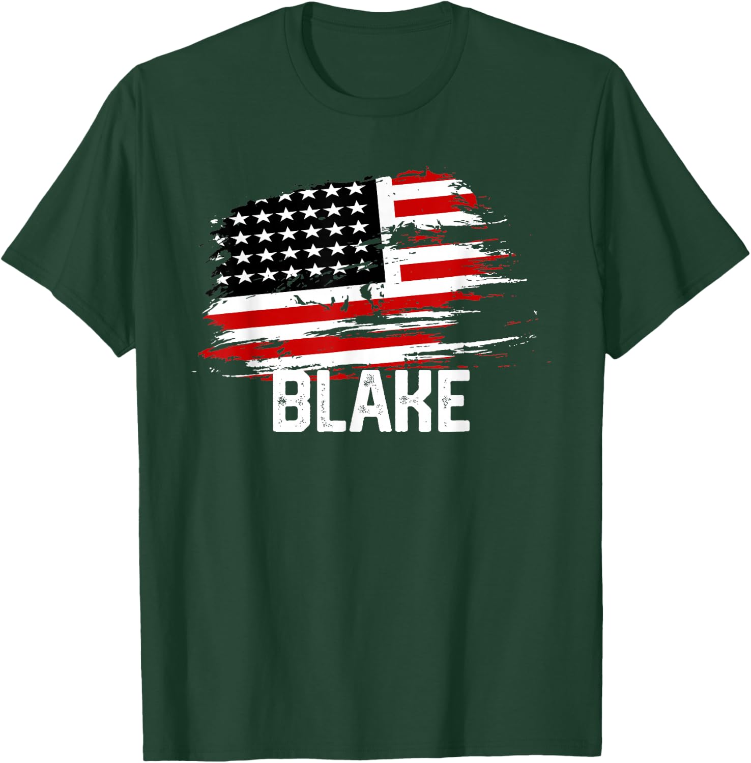 BLAKE USA Flag Personalized 4th of July BLAKE T-Shirt - T-Shirt | Forest