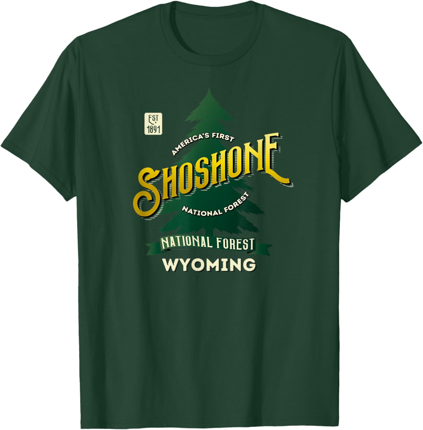 Shoshone National Forest Wyoming 1891 Retro Logo Shirt T-Shirt - T-Shirt | Forest