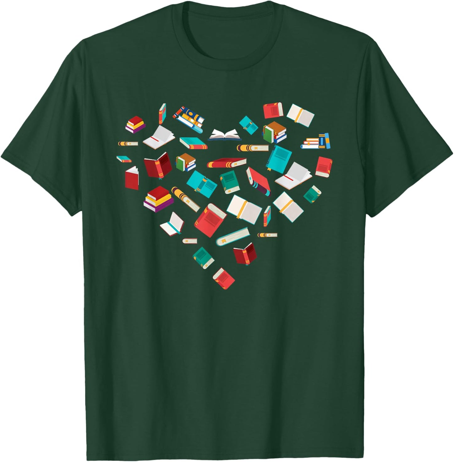Library Books Heart Bookworm Valentines Day Gift Reading T-Shirt - T-Shirt | Forest