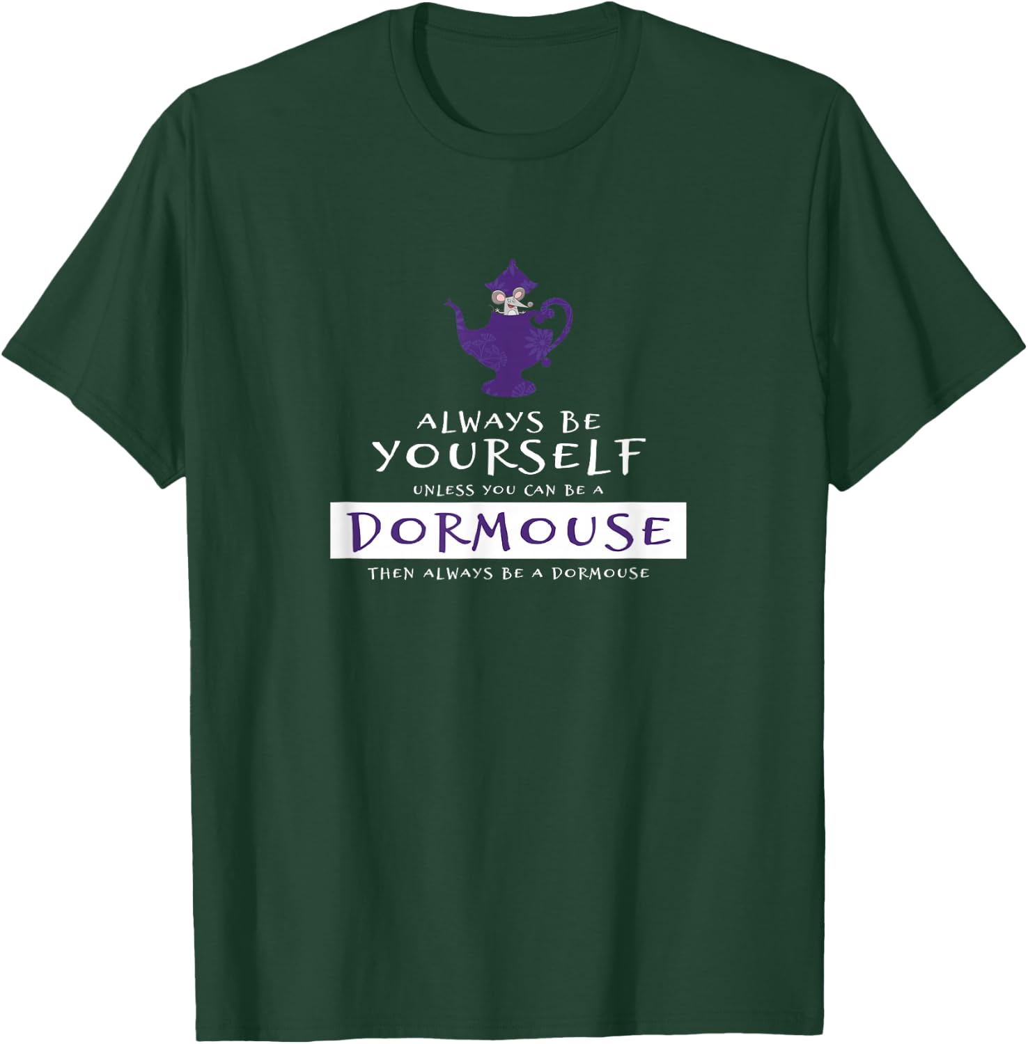 Crazy Fun Designs - Alice Always Be A Dormouse -Kids Black Small T-Shirt - T-Shirt | Forest