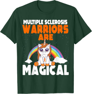 Multiple Sclerosis Awareness Orange Ribbon Magical Unicorn T-Shirt - T-Shirt | Forest
