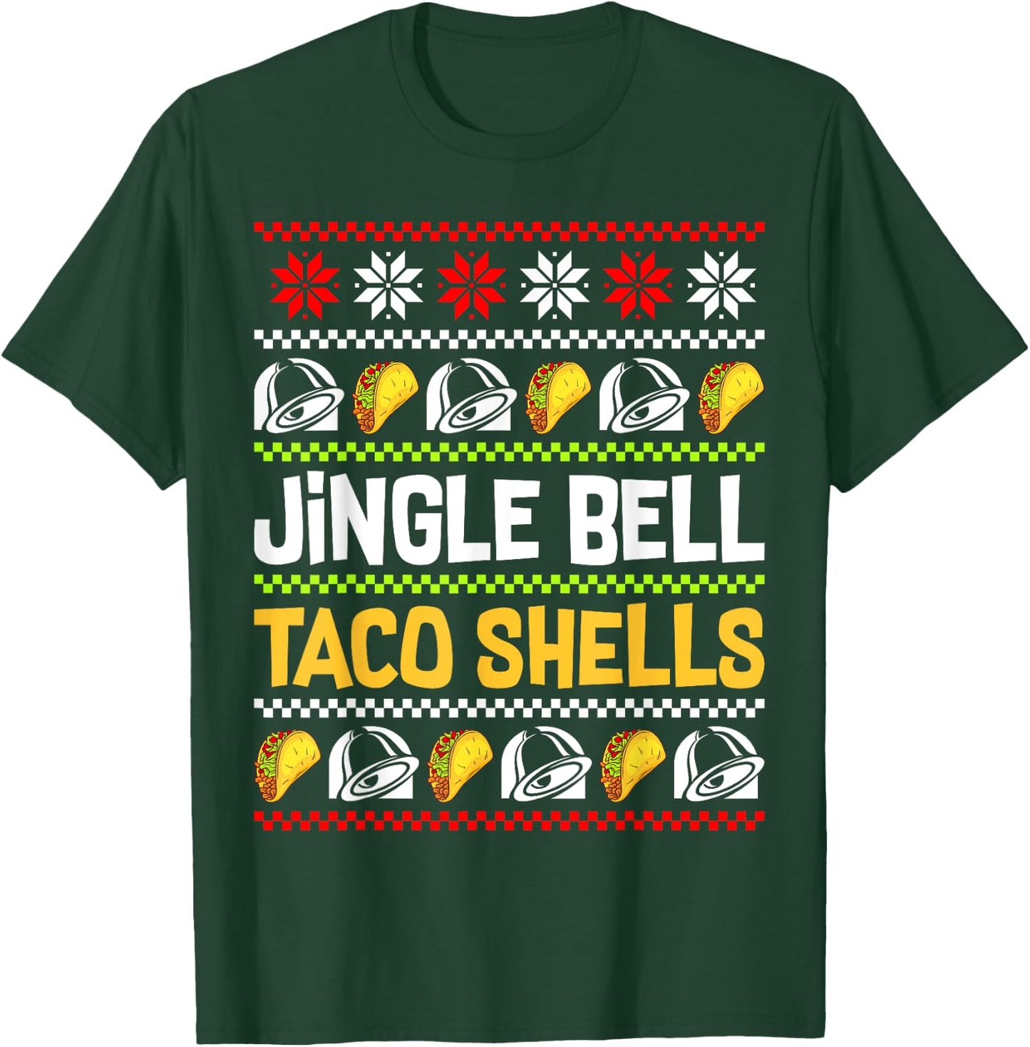 Groovy Christmas Jingle Bells Taco Shells Ugly Xmas Family T-Shirt - T-Shirt | Forest