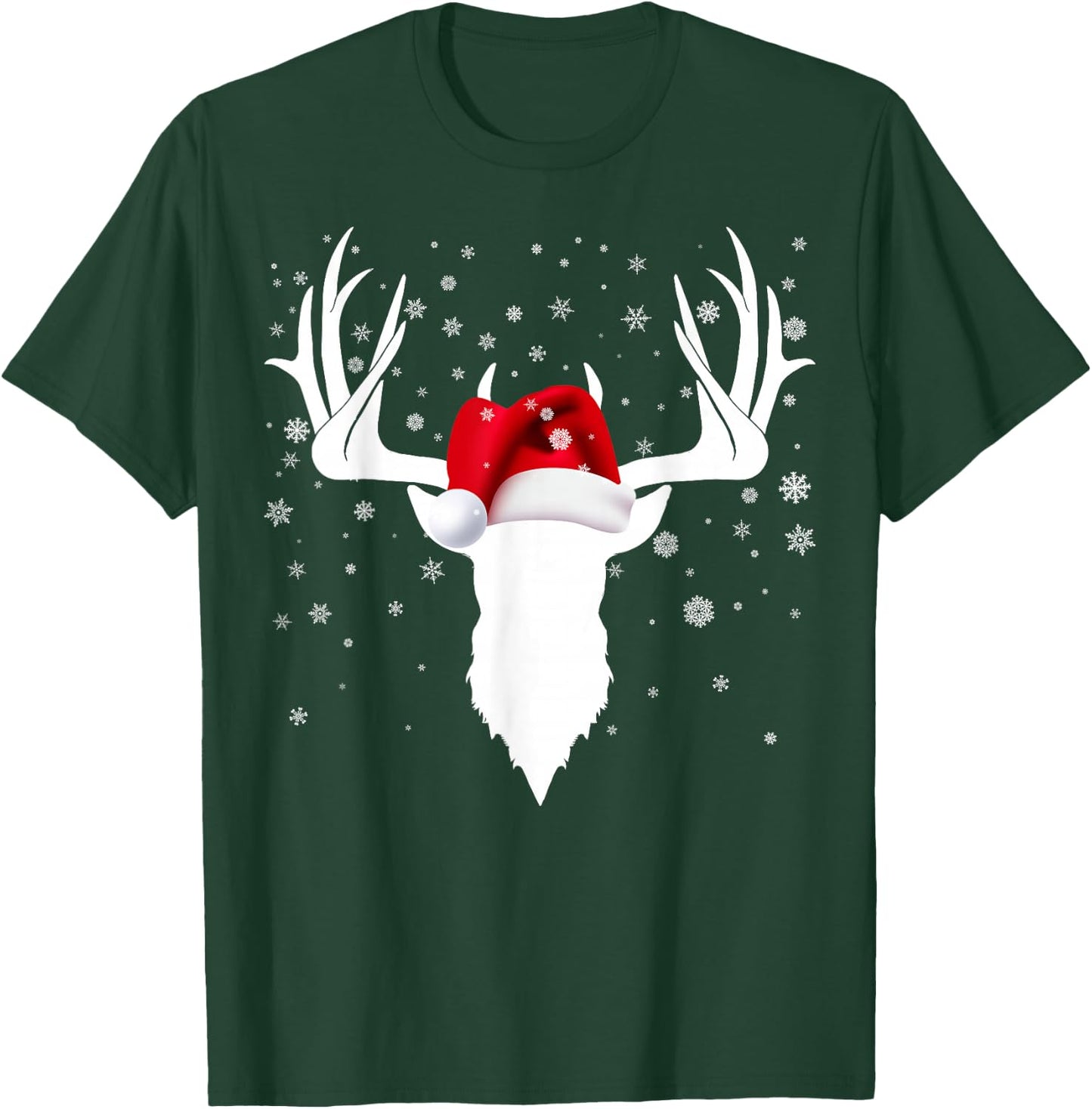 Santa Hat Deer Hunting Christmas Reindeer Xmas Pajama T-Shirt - T-Shirt | Forest