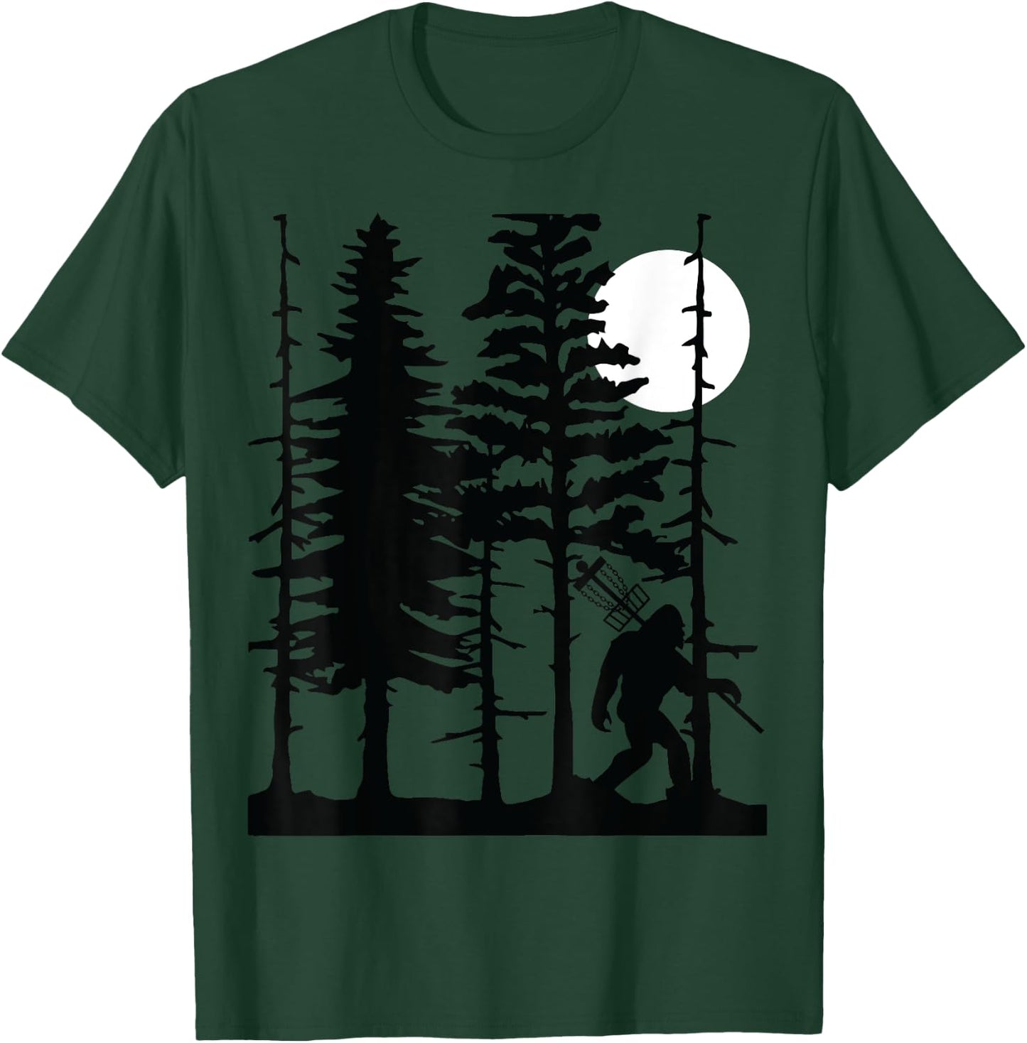 Disc Golf Bigfoot Hiding Wildlife Trees Nature Retro Forest T-Shirt - T-Shirt | Forest