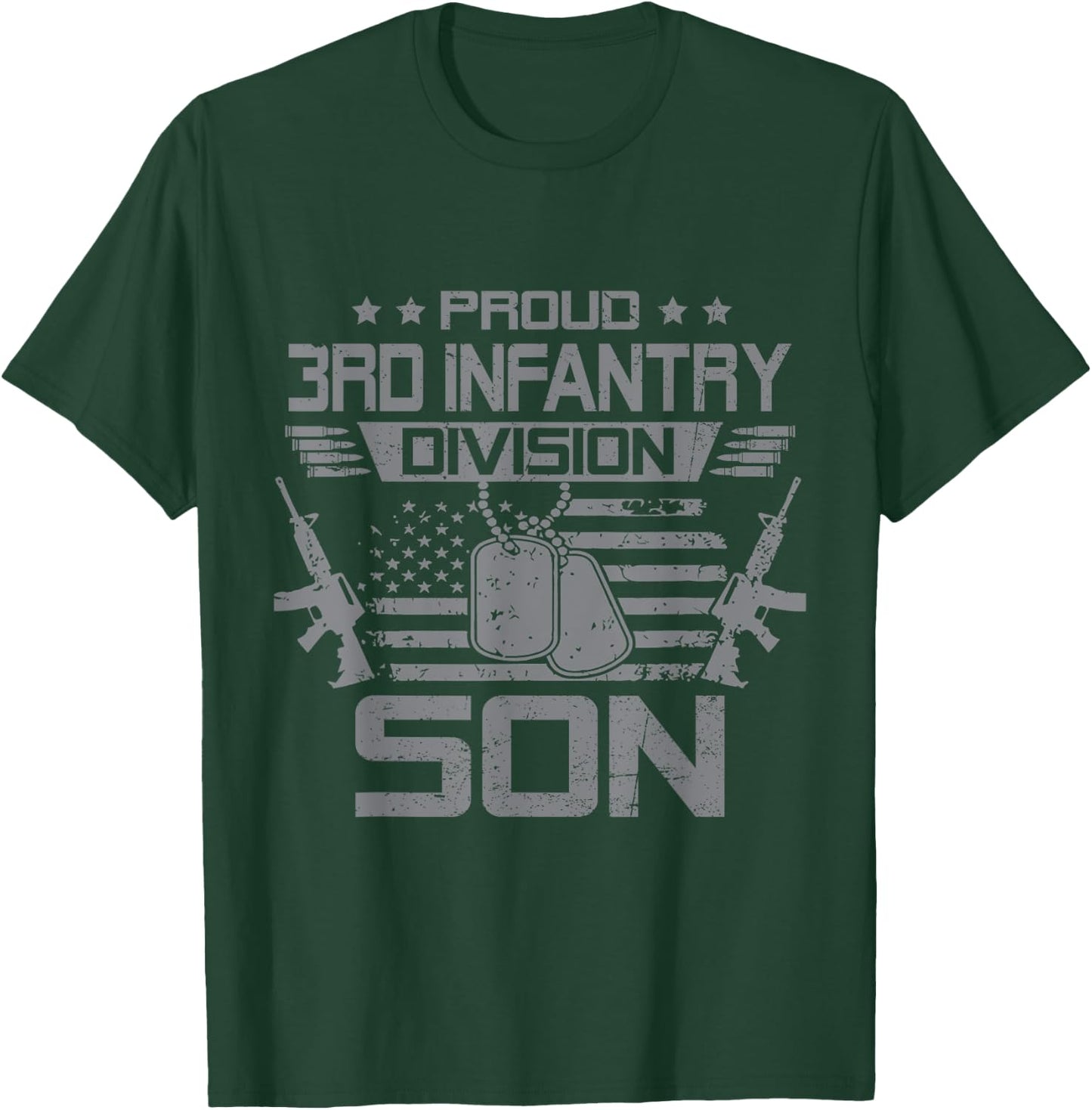 Proud 3rd Infantry Division Son US Veteran Family Matching T-Shirt - T-Shirt | Forest
