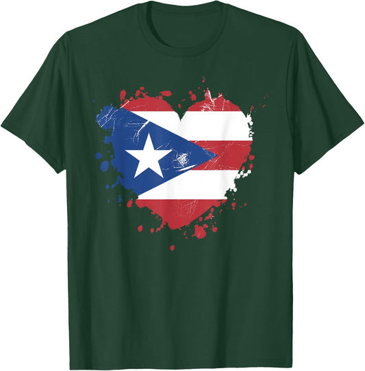 Puerto Rico Love Heart Flag Proud Girl T-Shirt - T-Shirt | Forest