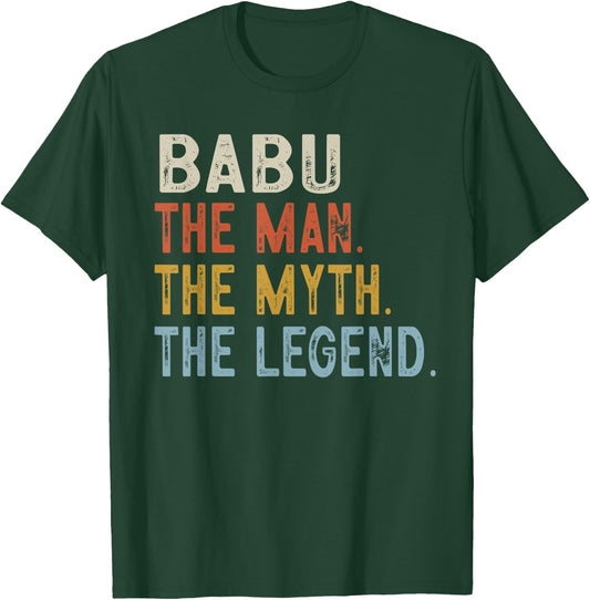 BABU The Grandpa The Myth The Legend Fathers Day Vintage T-Shirt - T-Shirt | Forest